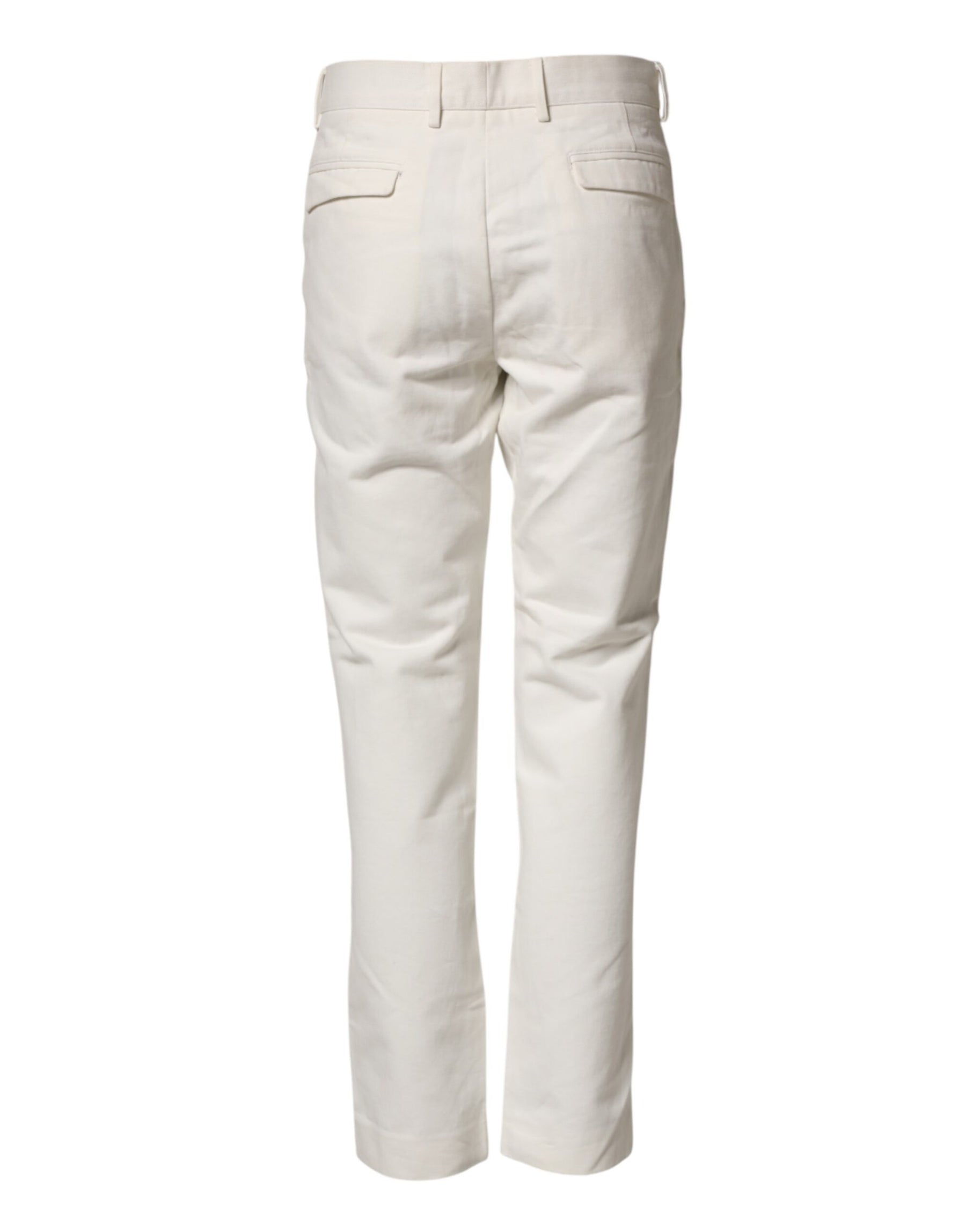 Daniele Alessandrini White Cotton Straight Chino Trouser Pants | Regal Royce