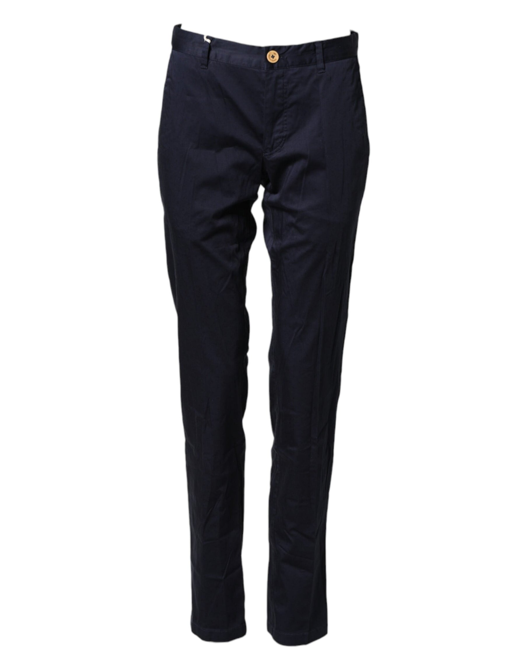 Domenico Tagliente Dark Blue Cotton Skinny Men Trouser Pants | Regal Royce