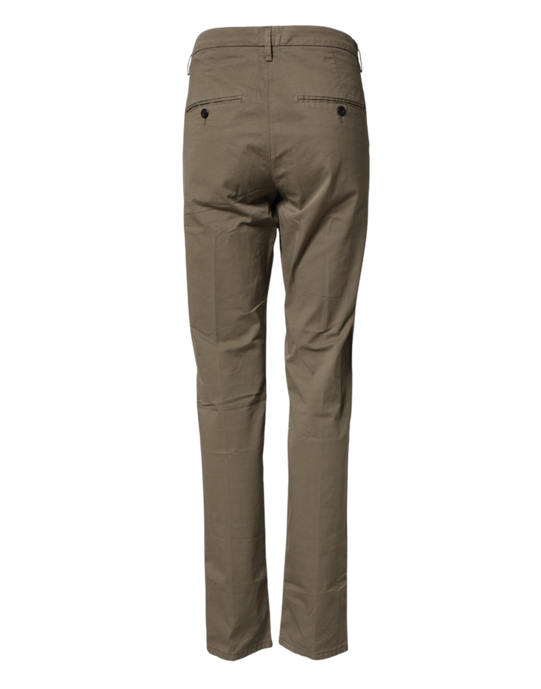 Dondup Beige Cotton Stretch Straight Chino Men Trouser Pants | Regal Royce