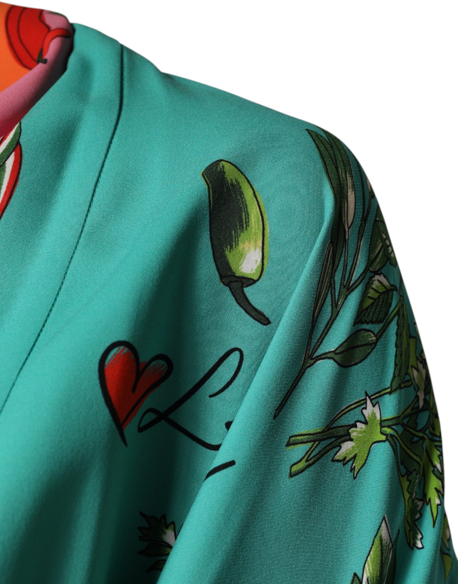 Dolce & Gabbana Green Printed Long Sleeve Wrap Coat Dress | Regal Royce