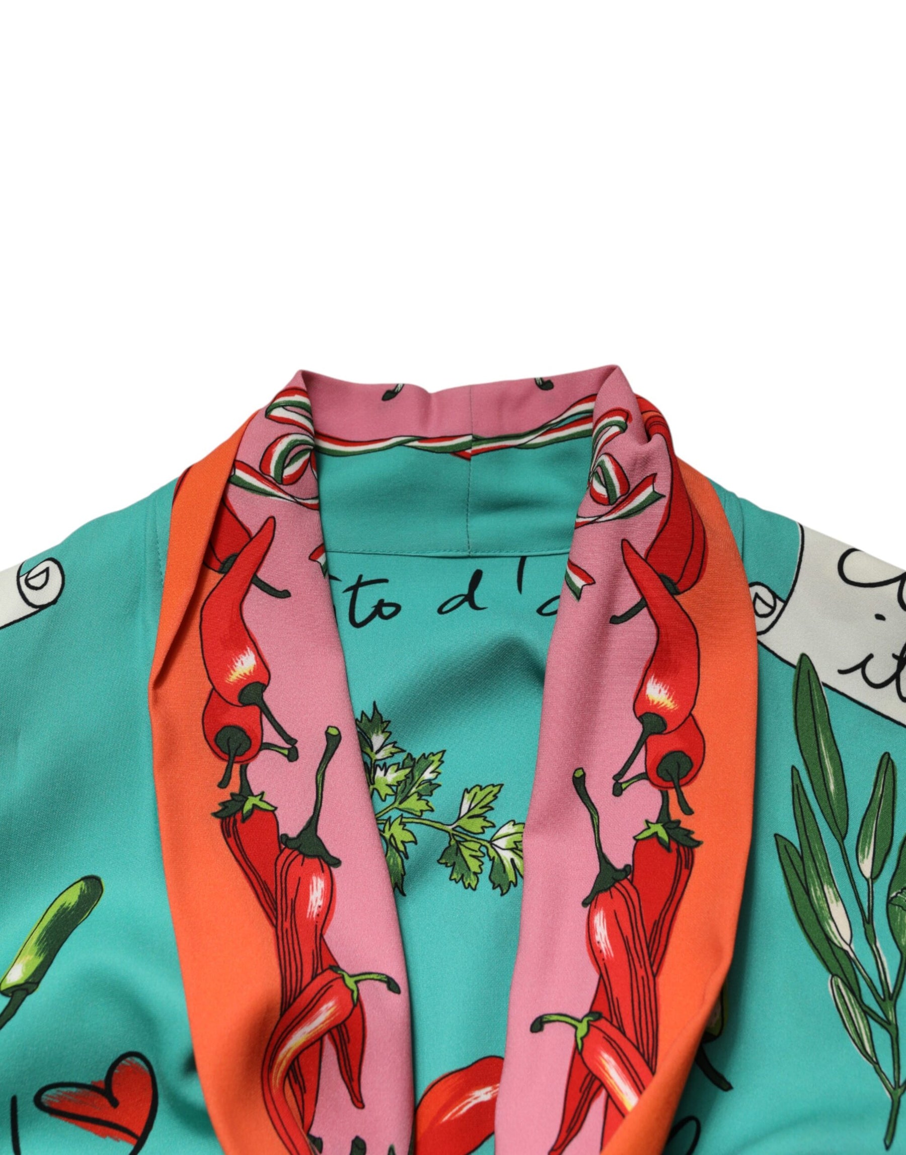 Dolce & Gabbana Green Printed Long Sleeve Wrap Coat Dress | Regal Royce