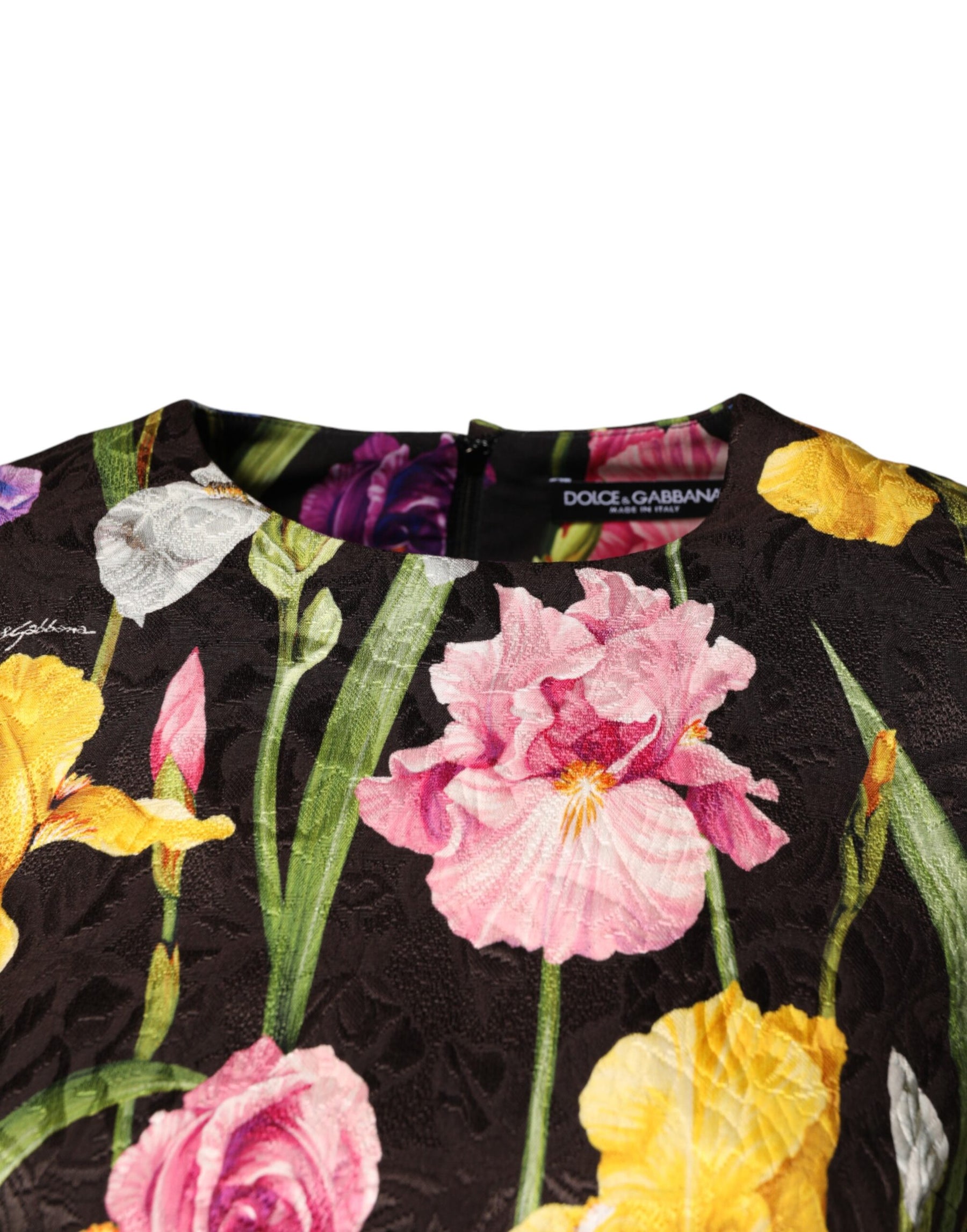 Dolce & Gabbana Black Floral Brocade A-line Mini Dress | Regal Royce