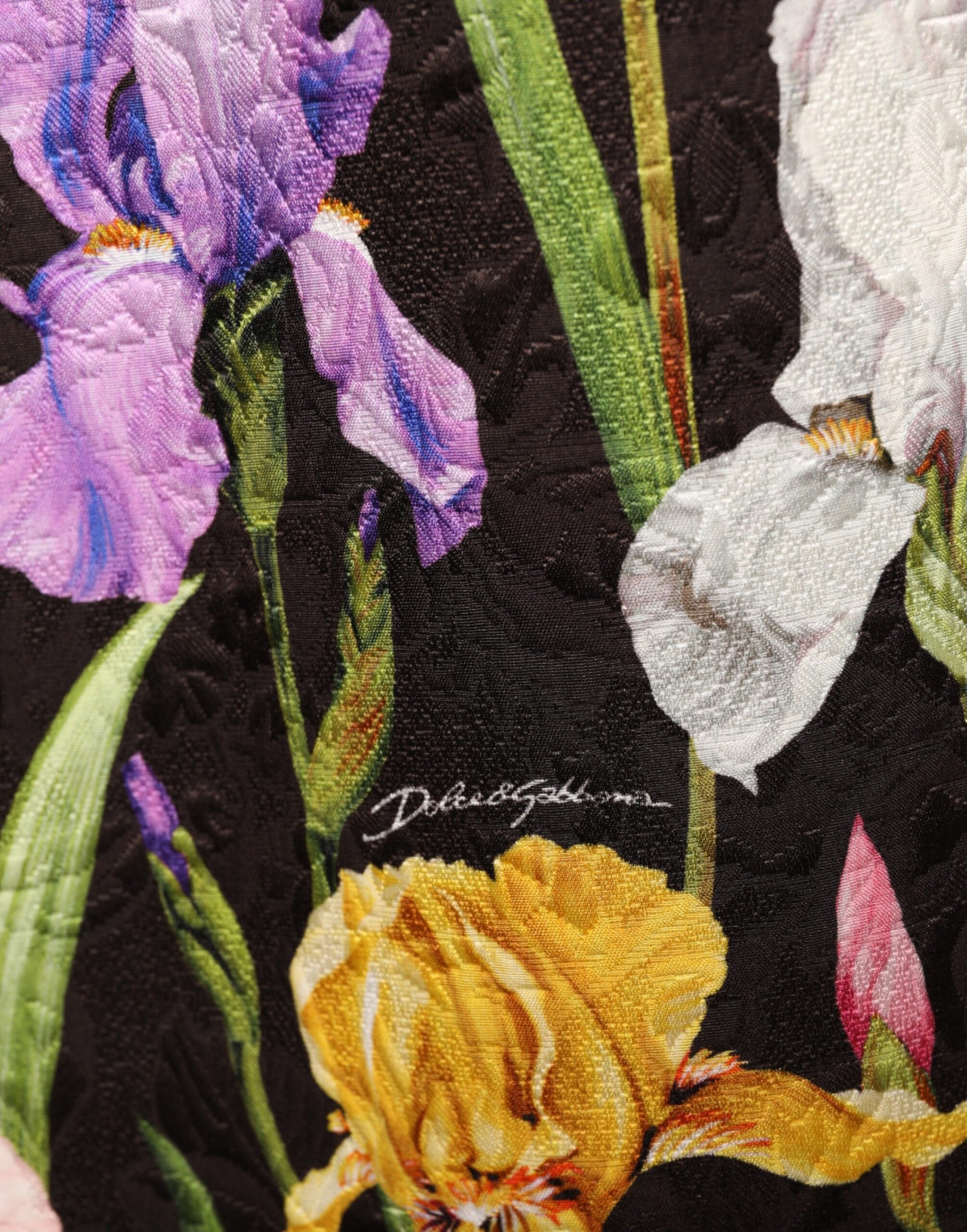 Dolce & Gabbana Black Floral Brocade A-line Mini Dress