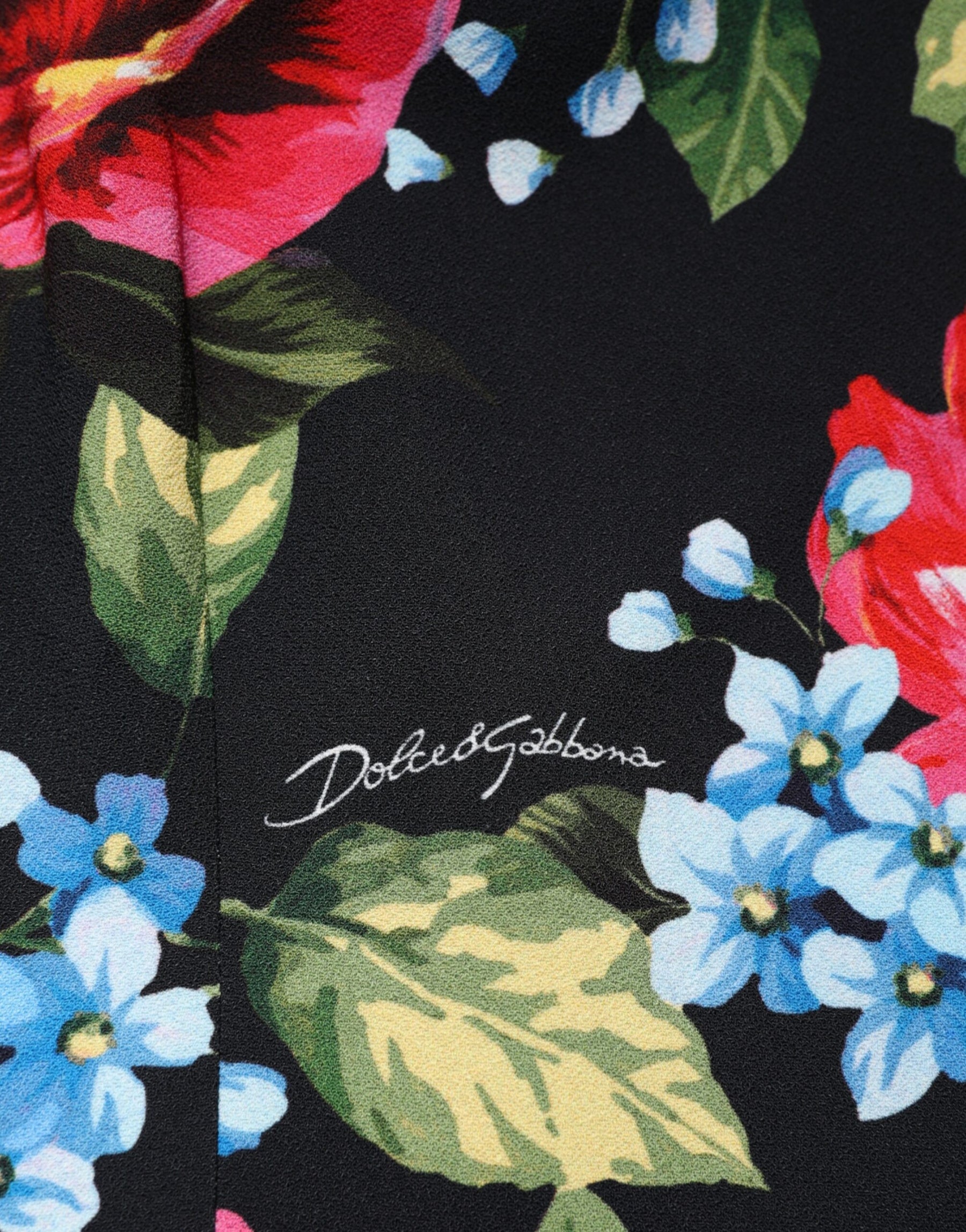 Dolce & Gabbana Black Floral Print Viscose Sheath Midi Dress | Regal Royce