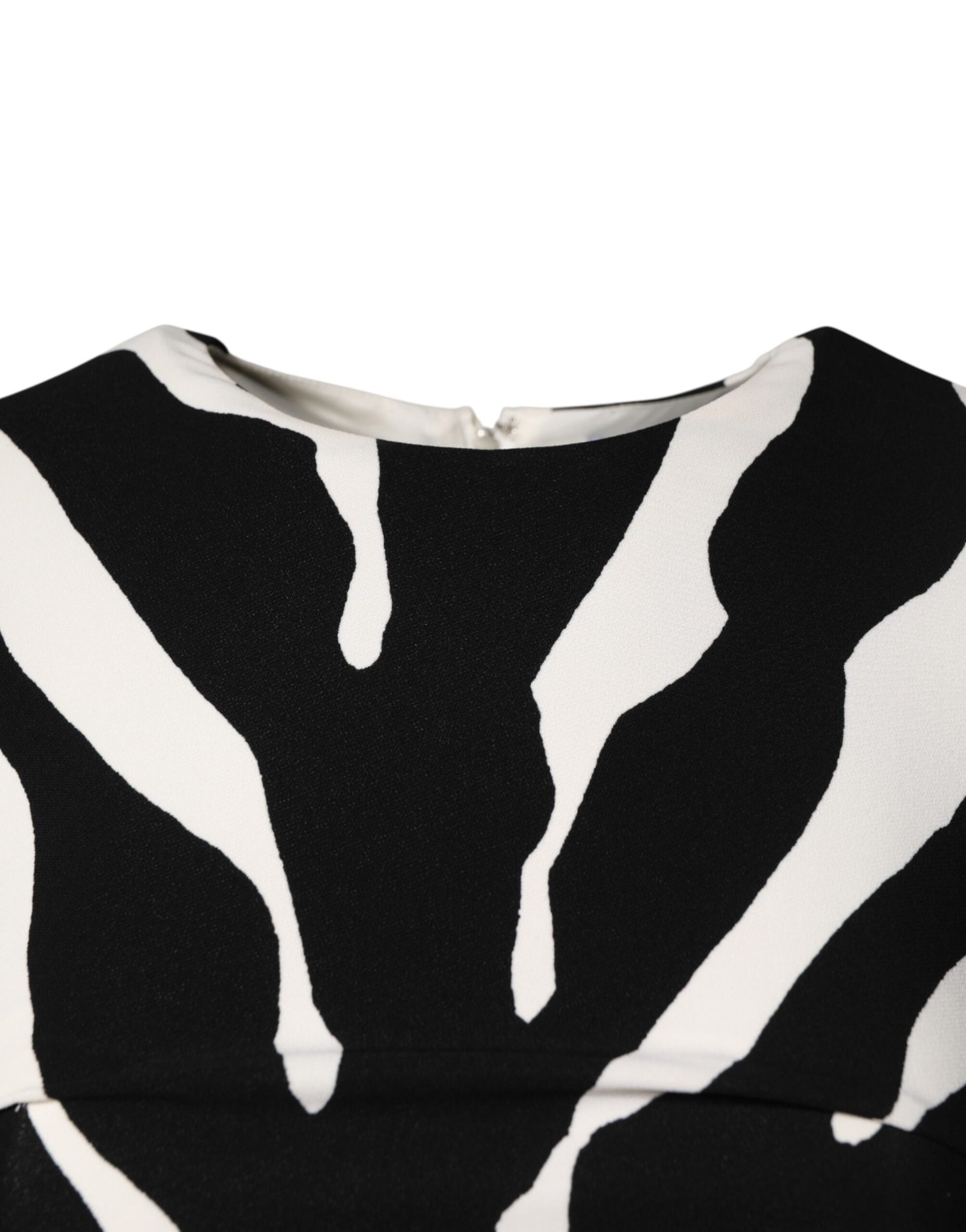Dolce & Gabbana Black White Zebra Viscose Sheath Midi Dress | Regal Royce