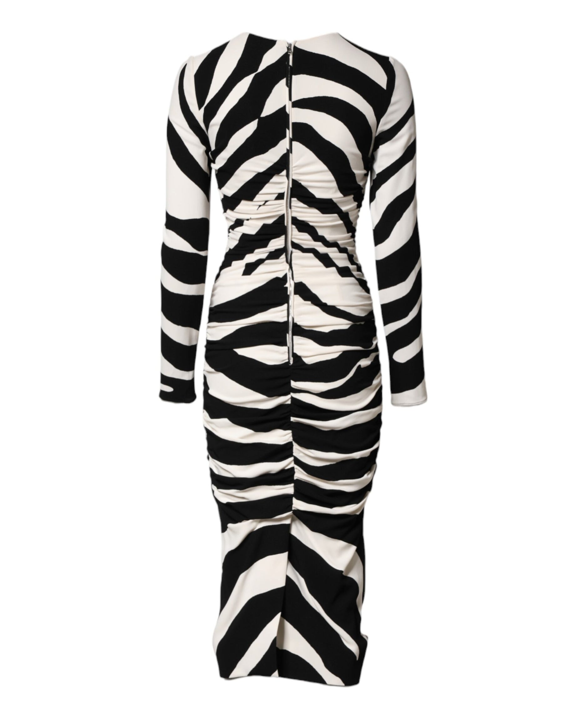 Dolce & Gabbana Black White Zebra Viscose Sheath Midi Dress | Regal Royce