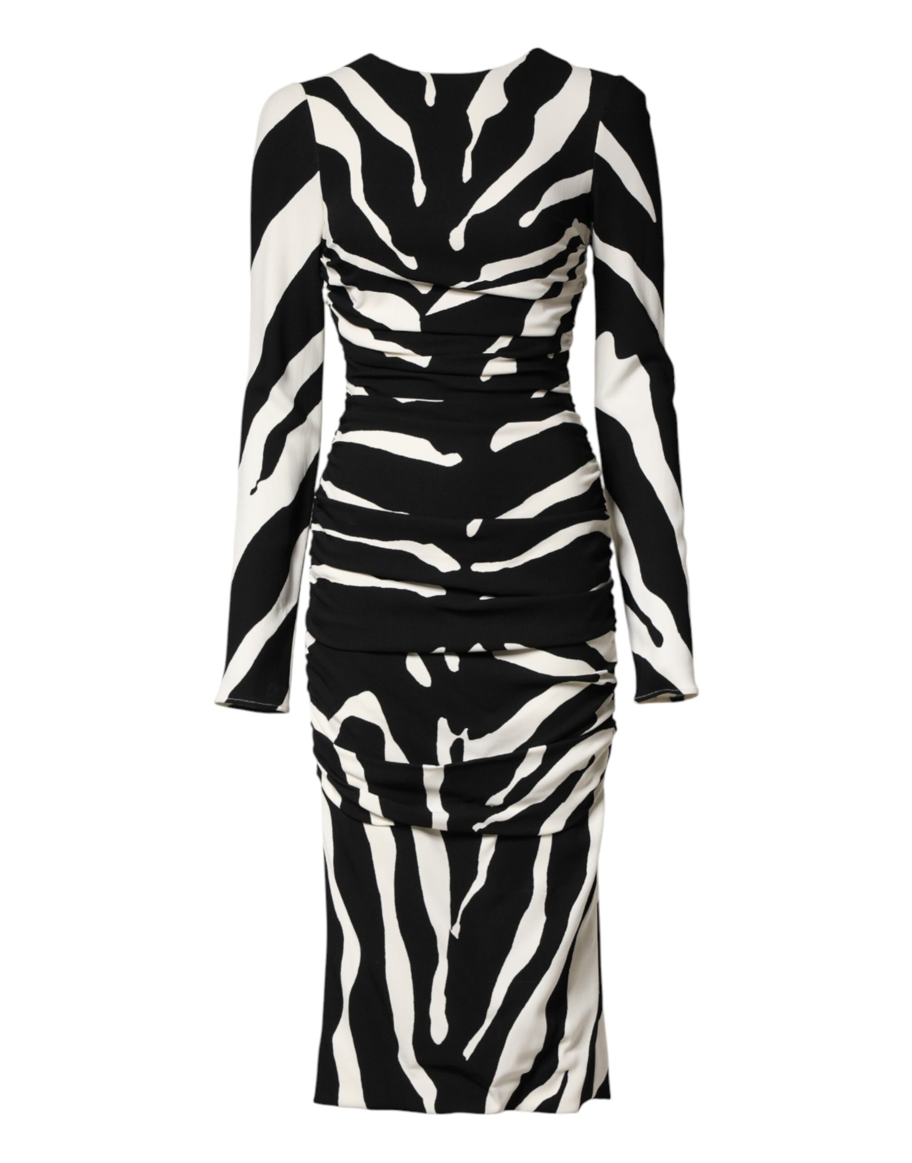 Dolce & Gabbana Black White Zebra Viscose Sheath Midi Dress | Regal Royce