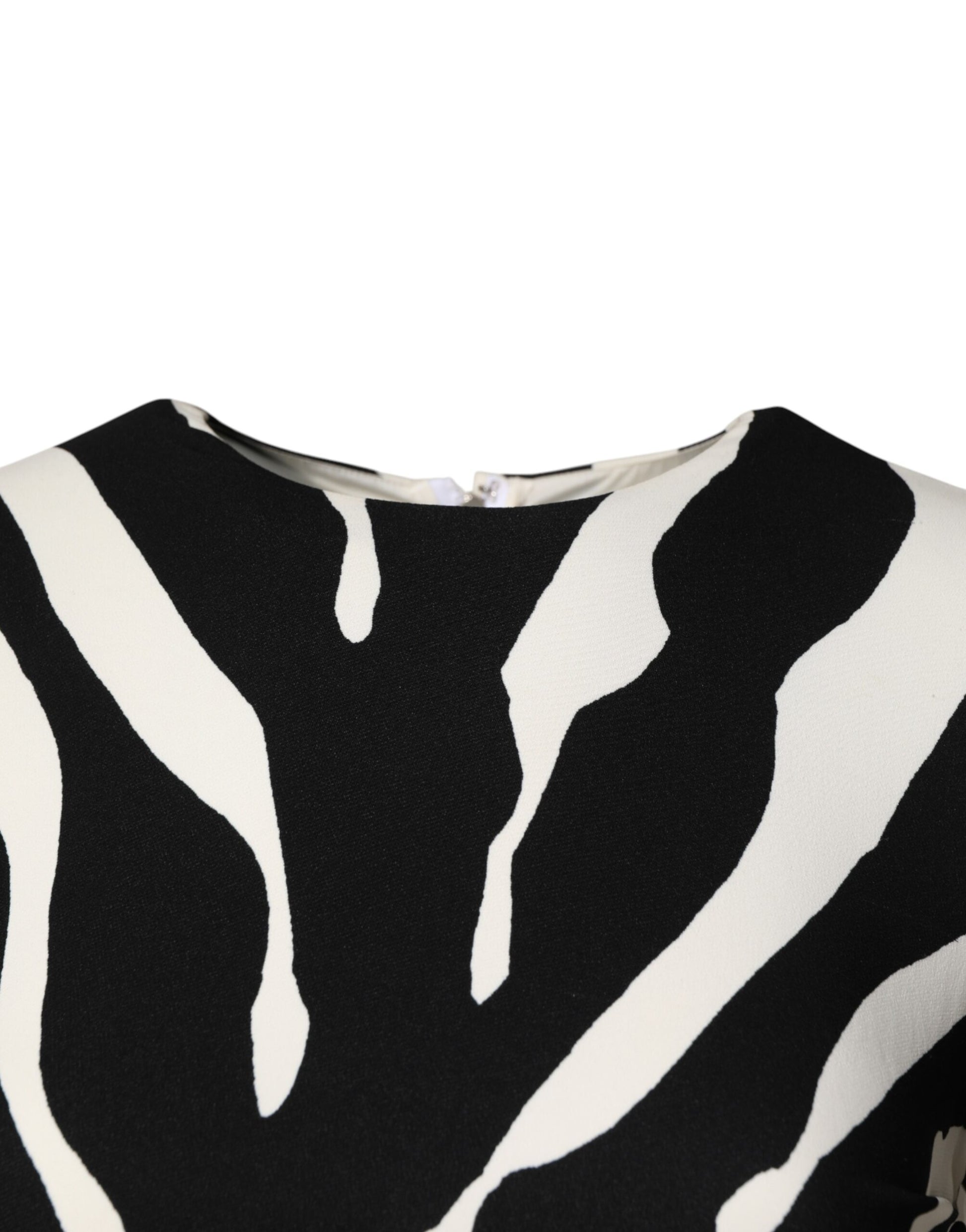 Dolce & Gabbana Black White Zebra Viscose Sheath Midi Dress