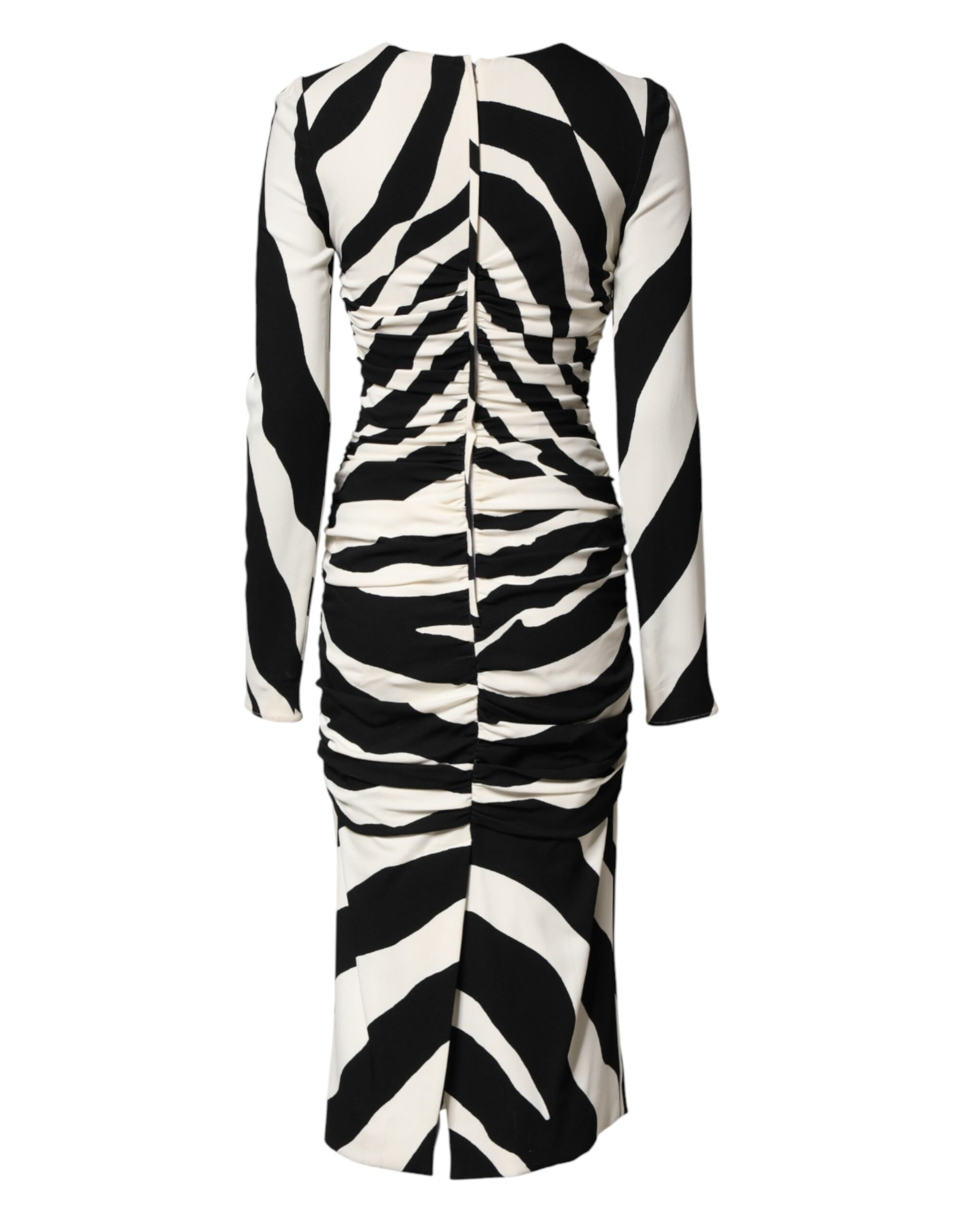 Dolce & Gabbana Black White Zebra Viscose Sheath Midi Dress | Regal Royce