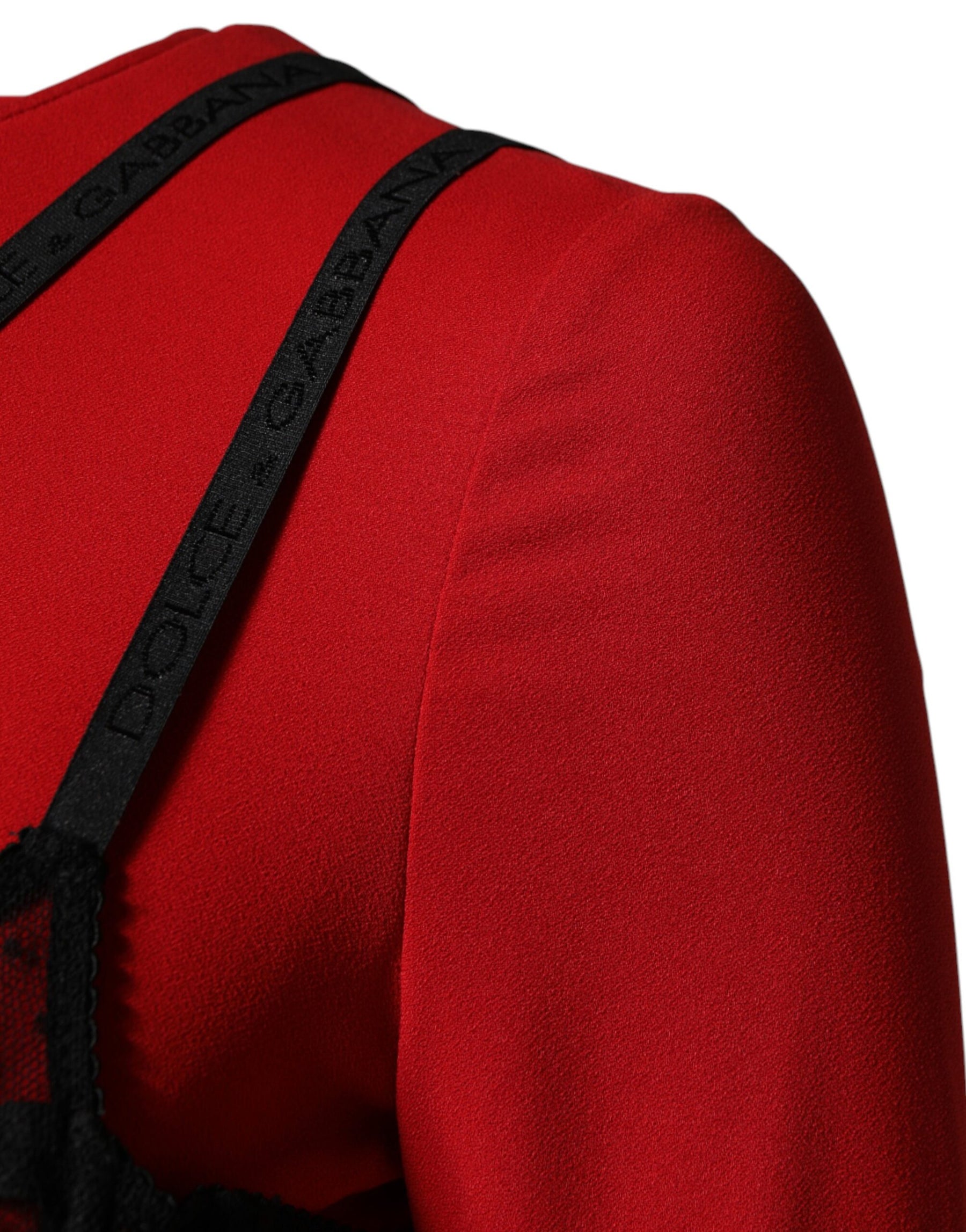 Dolce & Gabbana Black Red Contrasting Bra Cady Midi Dress | Regal Royce
