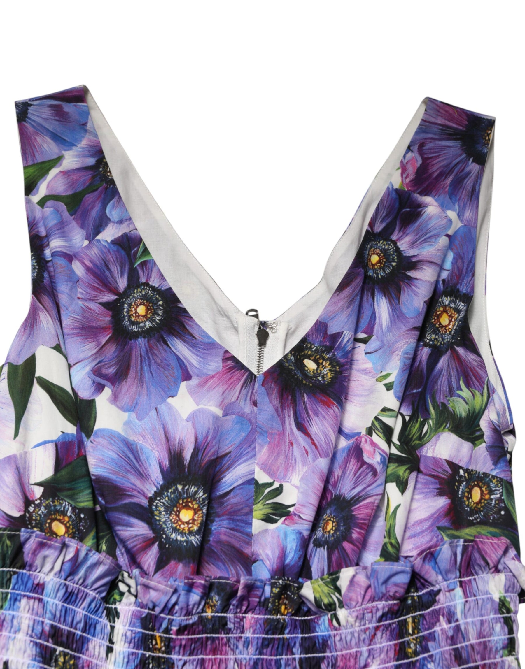 Dolce & Gabbana Purple Anemone Print Pleated Midi Dress | Regal Royce