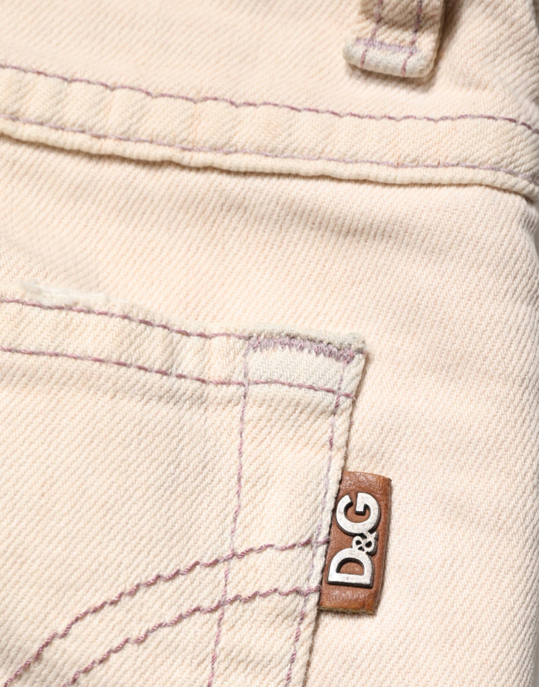 Dolce & Gabbana Beige Low Waist Cotton Slim Fit Denim Trousers Jeans | Regal Royce