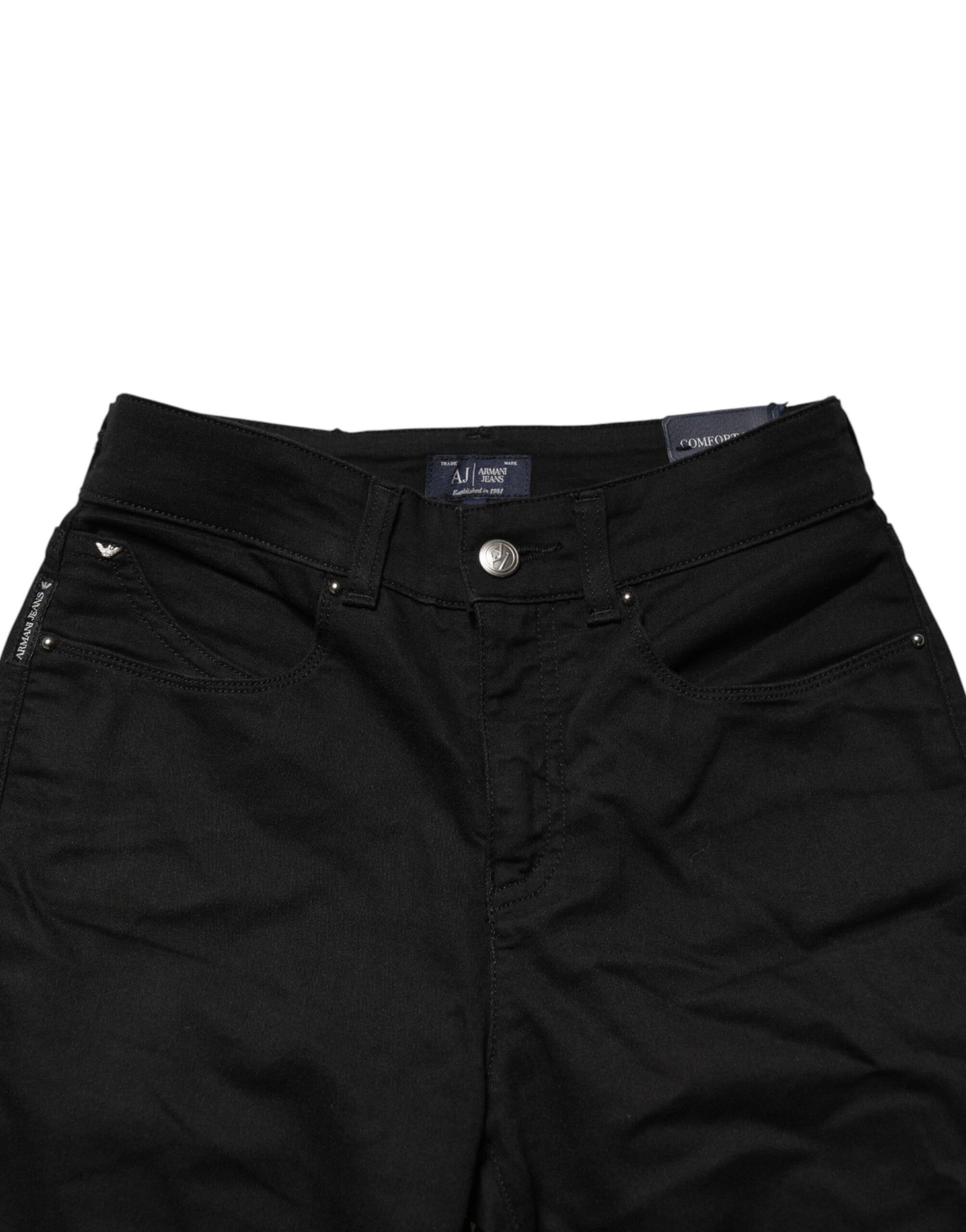 Armani Jeans Black Mid Waist Cotton Stretch Skinny Denim Jeans