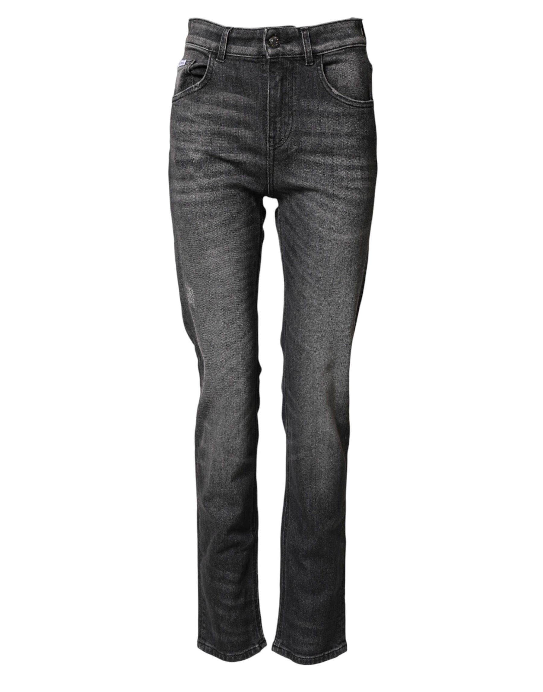 Dolce & Gabbana Gray High Waist Cotton Skinny Denim Jeans | Regal Royce