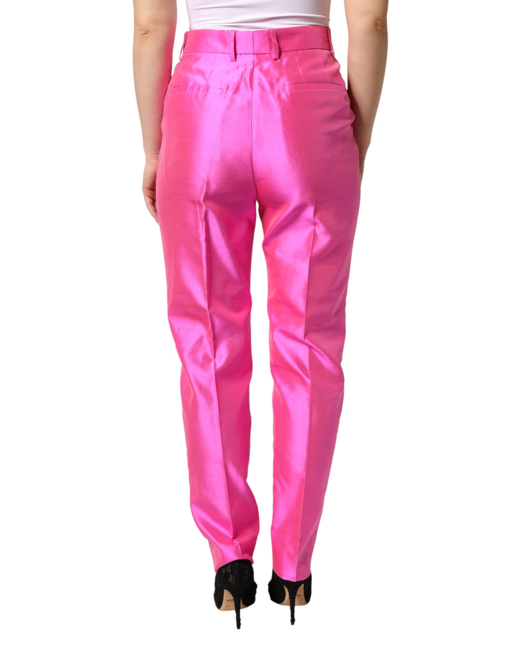 Dolce & Gabbana Pink Silk High Waist Dress Trousers Pants | Regal Royce