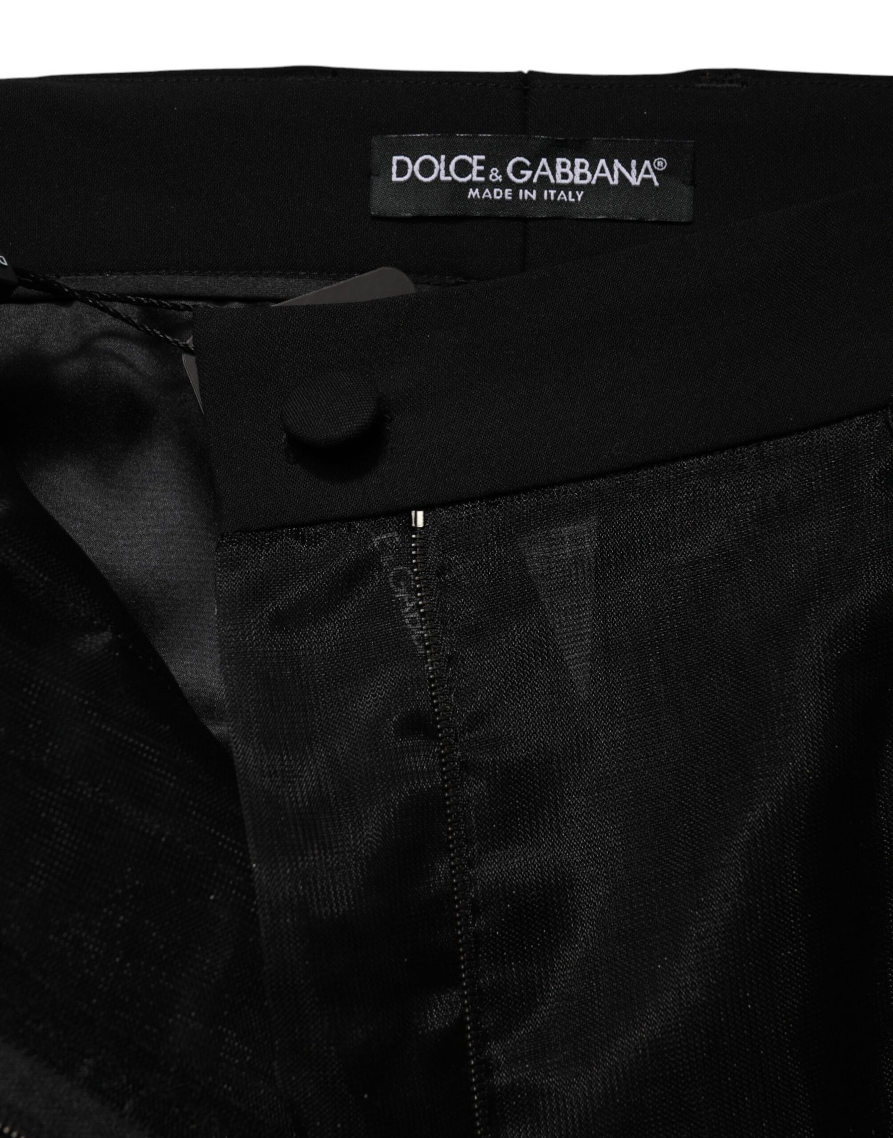 Dolce & Gabbana Black High Waist Tulle Wool Trouser Pants | Regal Royce