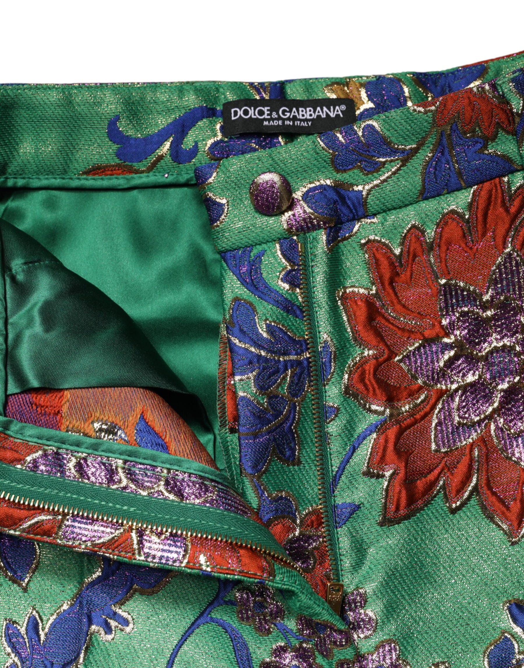 Dolce & Gabbana Green Floral Polyester BootCut Trouser Pants | Regal Royce