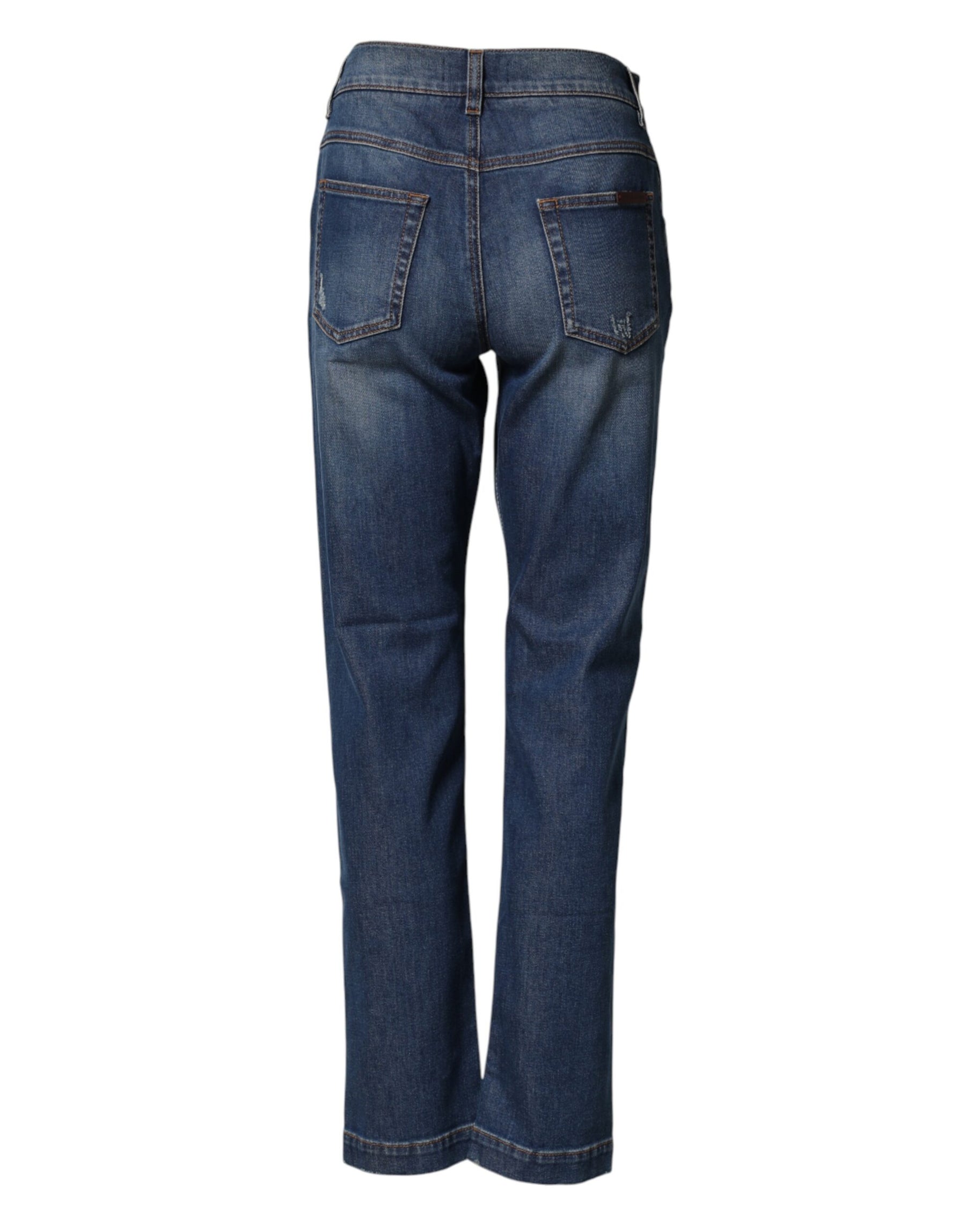 Dolce & Gabbana Blue Floral Embroidered BOYFRIEND Denim Jeans | Regal Royce
