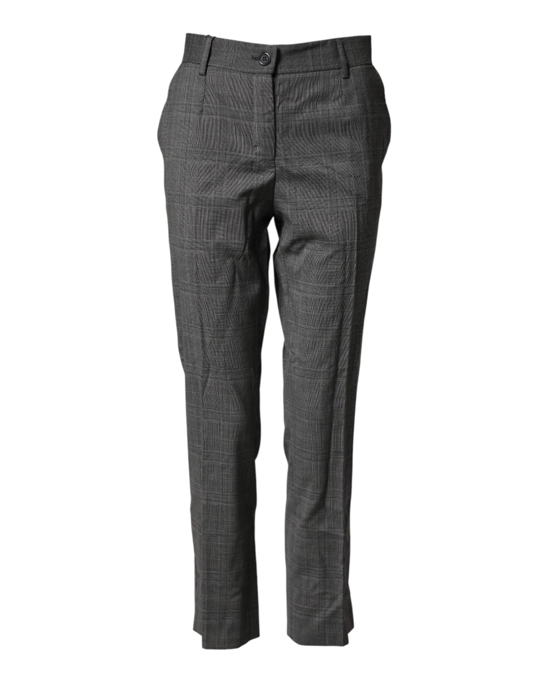 Dolce & Gabbana Dark Gray Check Tartan VirginWool Dress Pants | Regal Royce