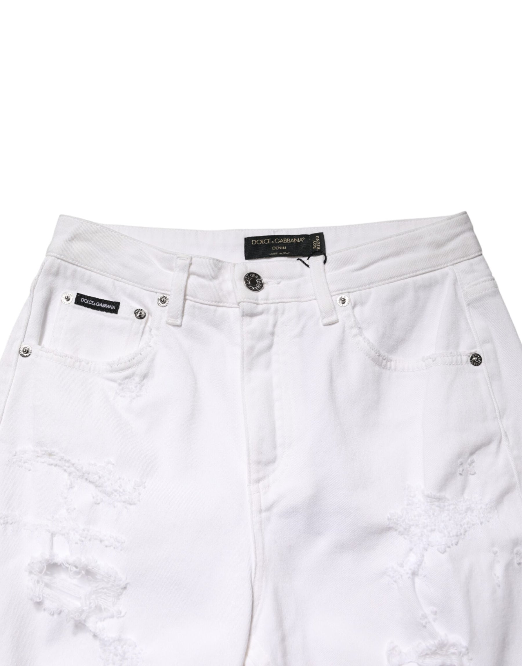 Dolce & Gabbana White Distressed Cotton BOYFRIEND Denim Jeans | Regal Royce