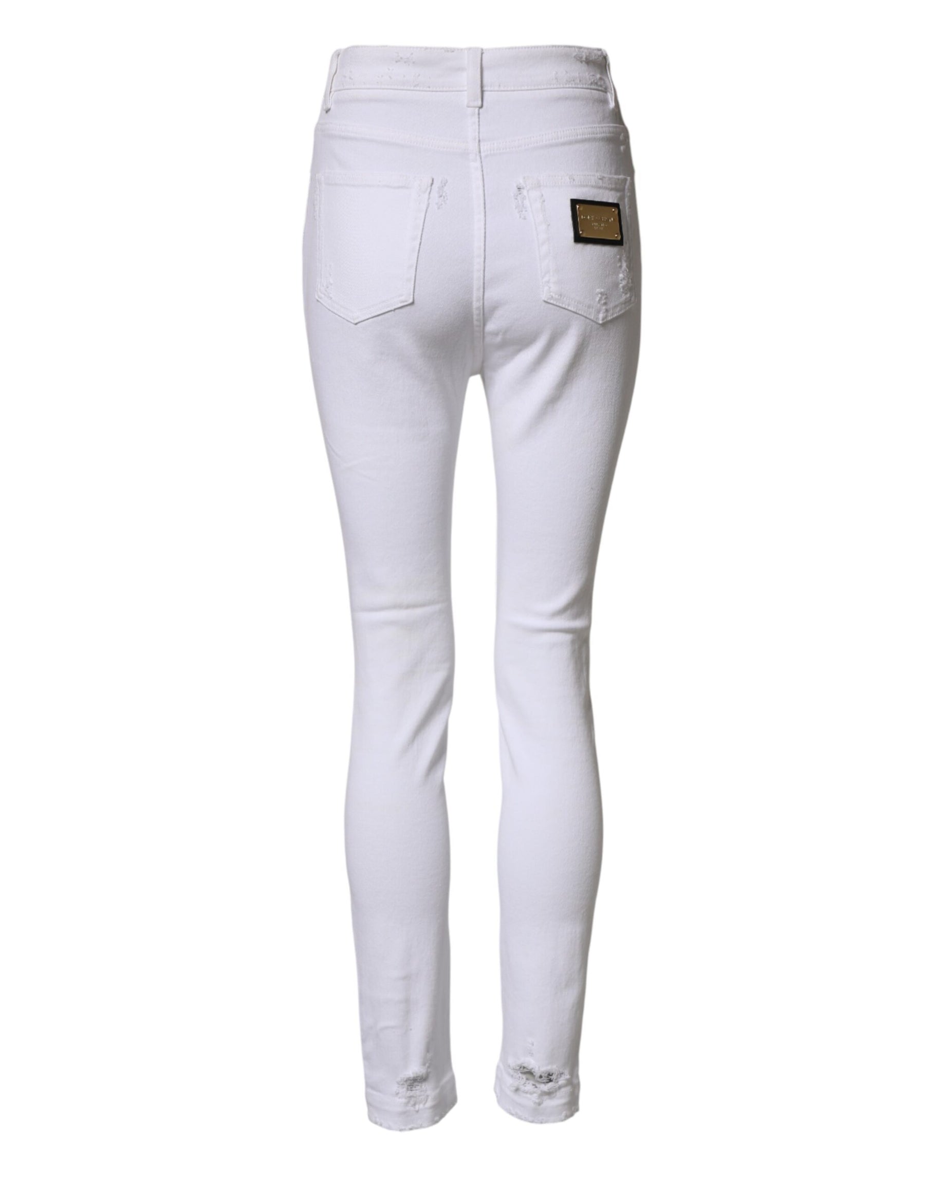 Dolce & Gabbana White Distressed High Waist Denim Jeans | Regal Royce