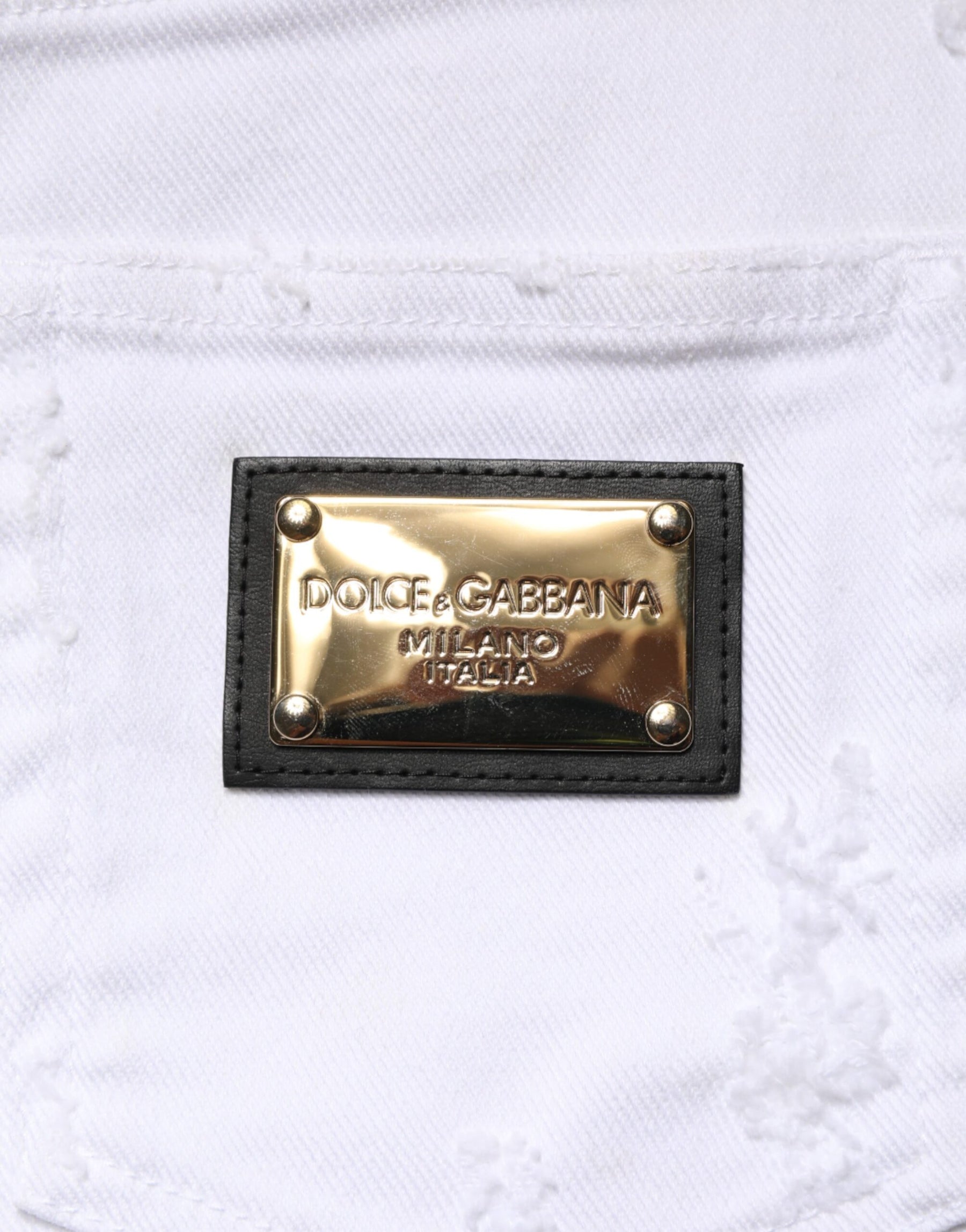 Dolce & Gabbana White Distressed High Waist Denim Jeans | Regal Royce