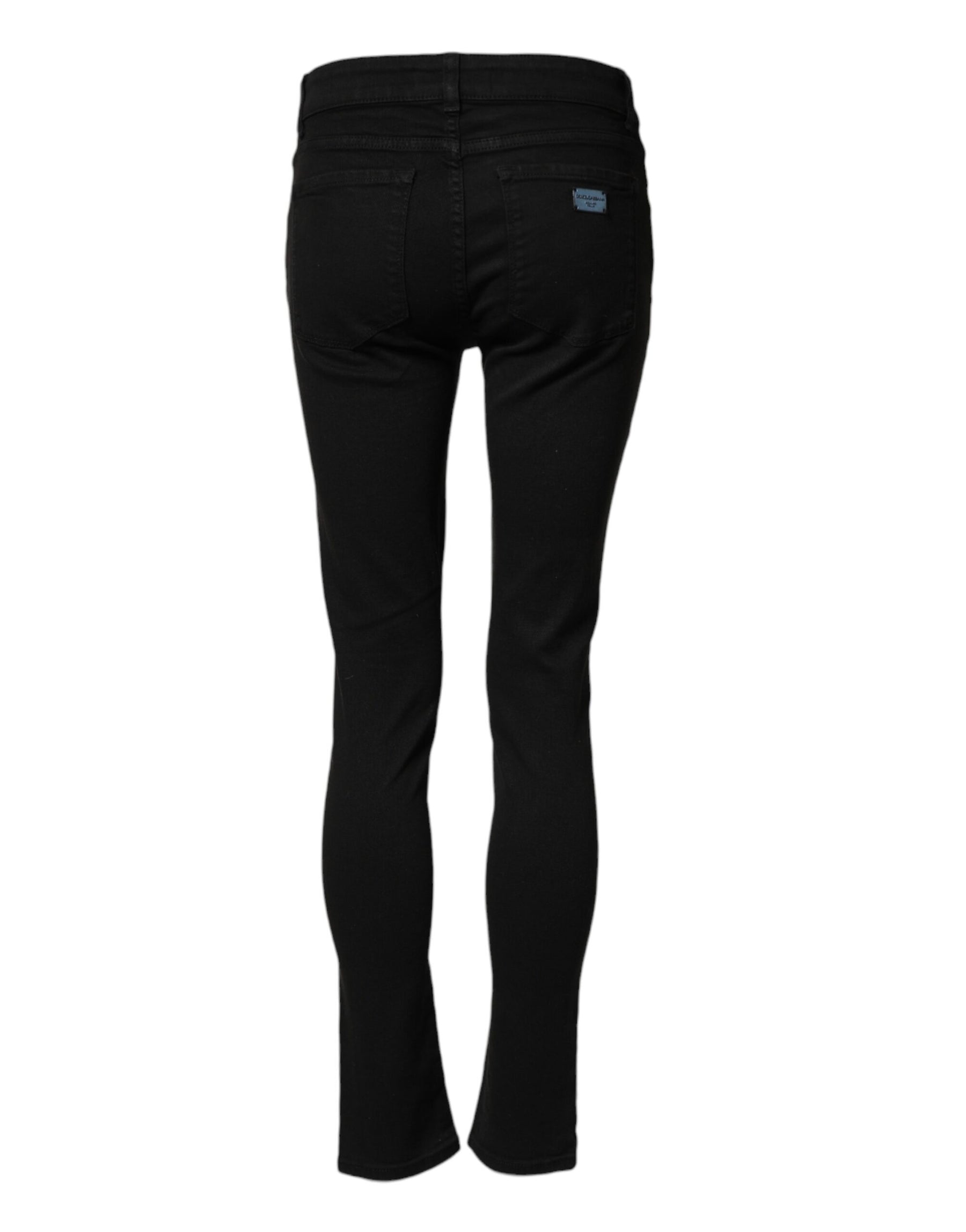 Dolce & Gabbana Black Cotton Skinny Mid Waist Denim Jeans | Regal Royce