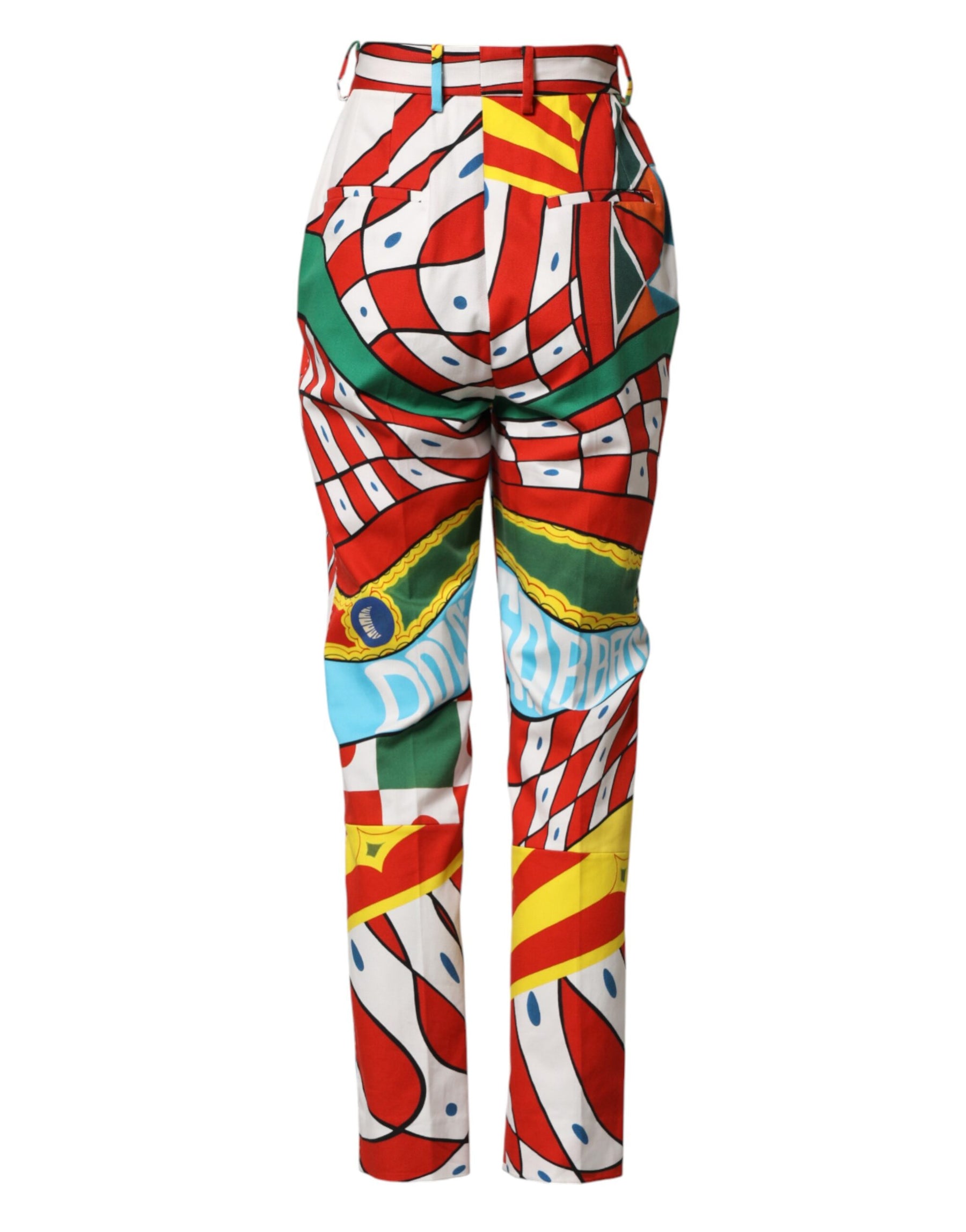 Dolce & Gabbana Multicolor Geometric Pattern Straight Pants | Regal Royce