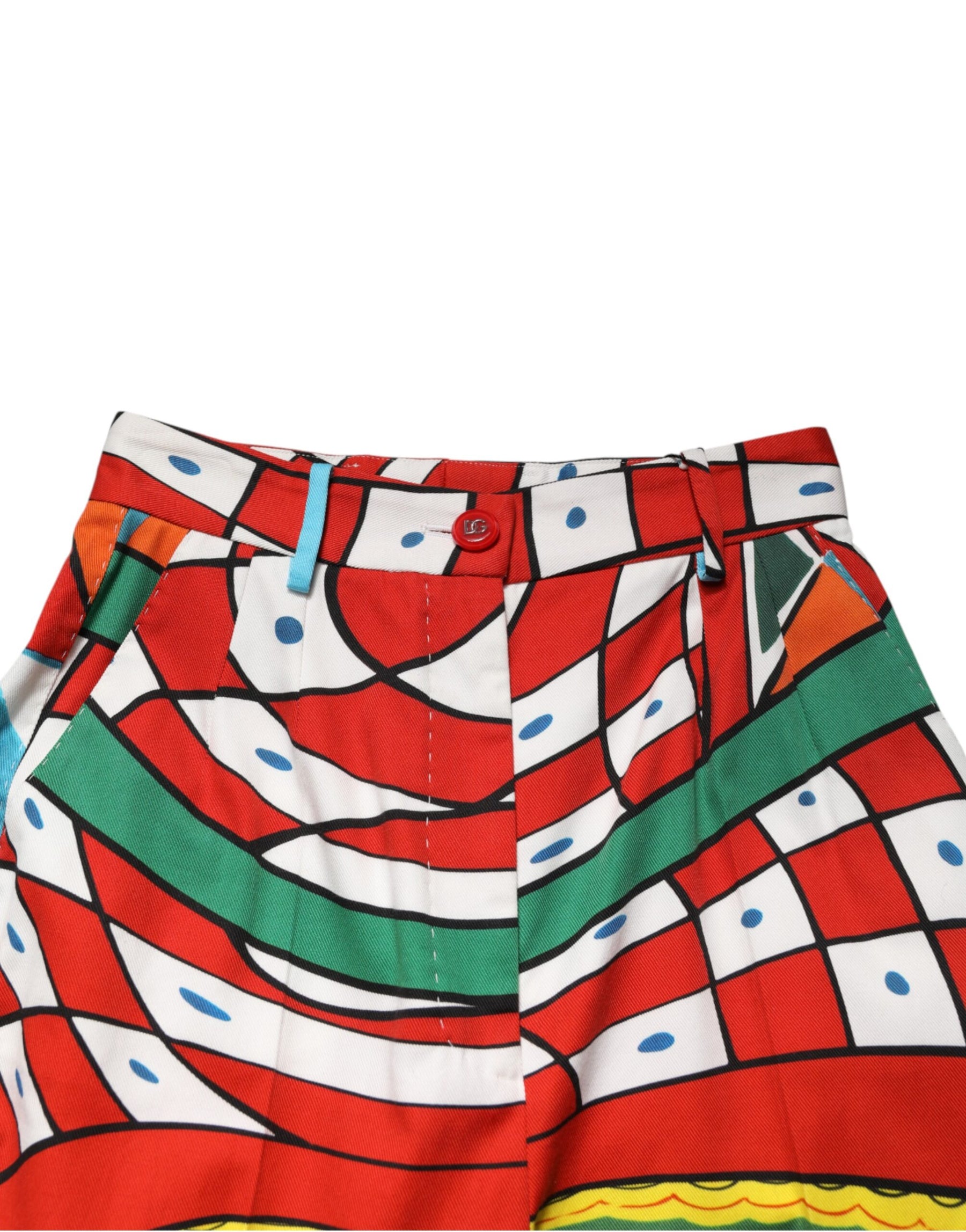 Dolce & Gabbana Multicolor Geometric Pattern Straight Pants | Regal Royce