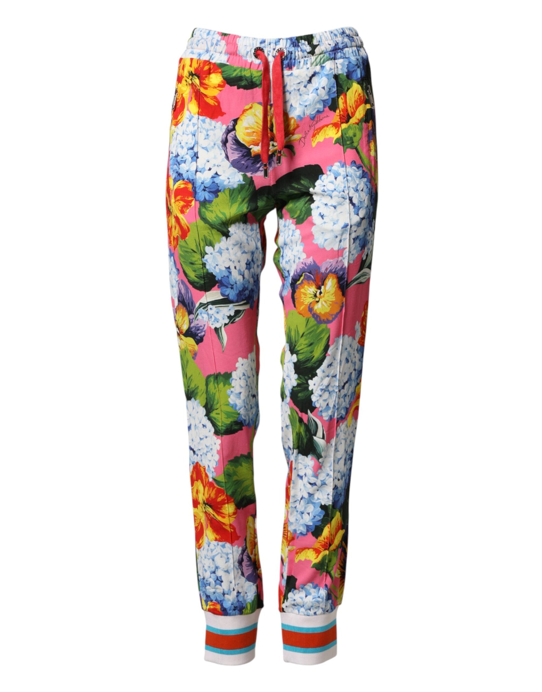 Dolce & Gabbana Multicolor Floral Mid Waist Jogger Pants | Regal Royce