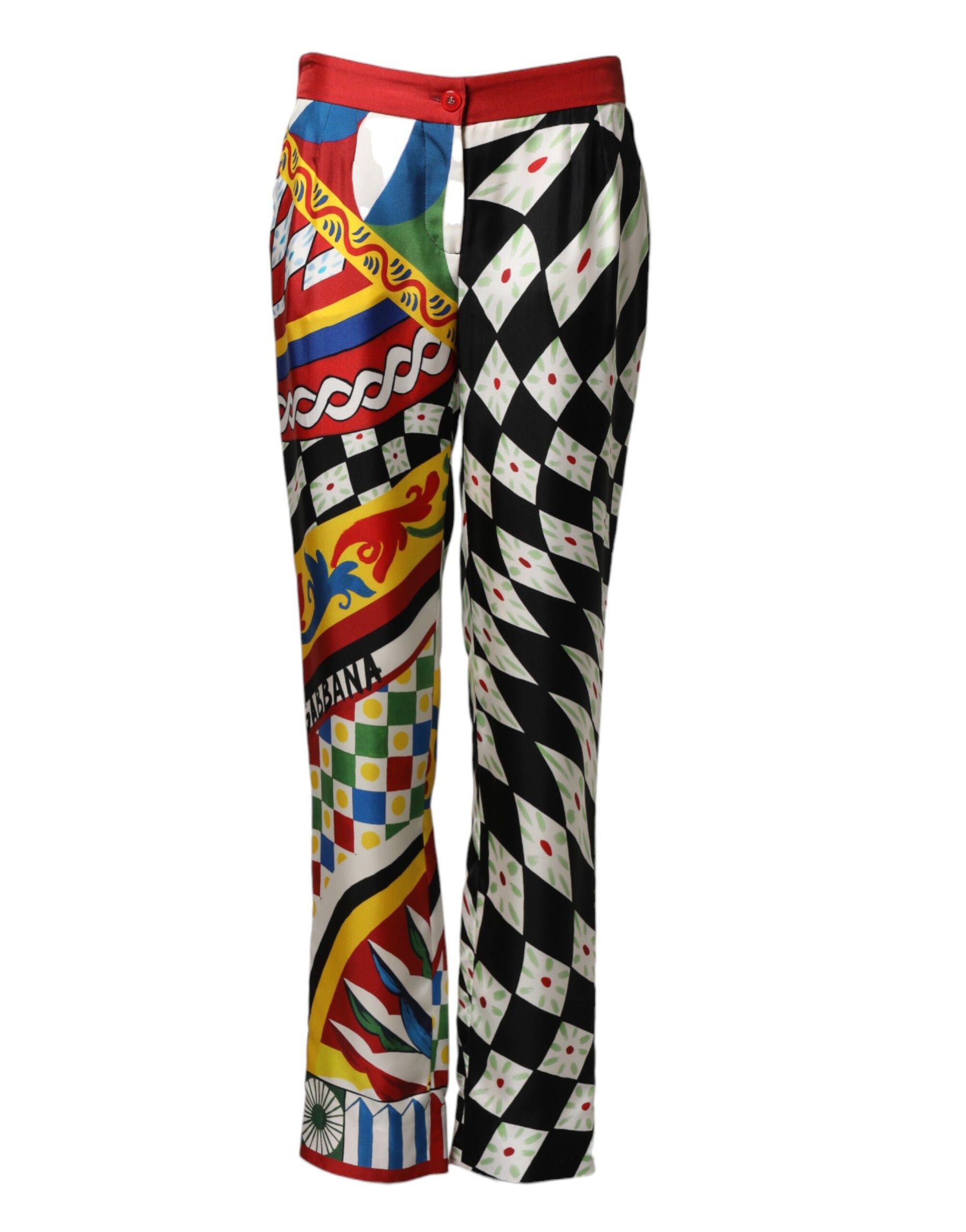 Dolce & Gabbana Multicolor Carretto Pattern Straight Pants | Regal Royce