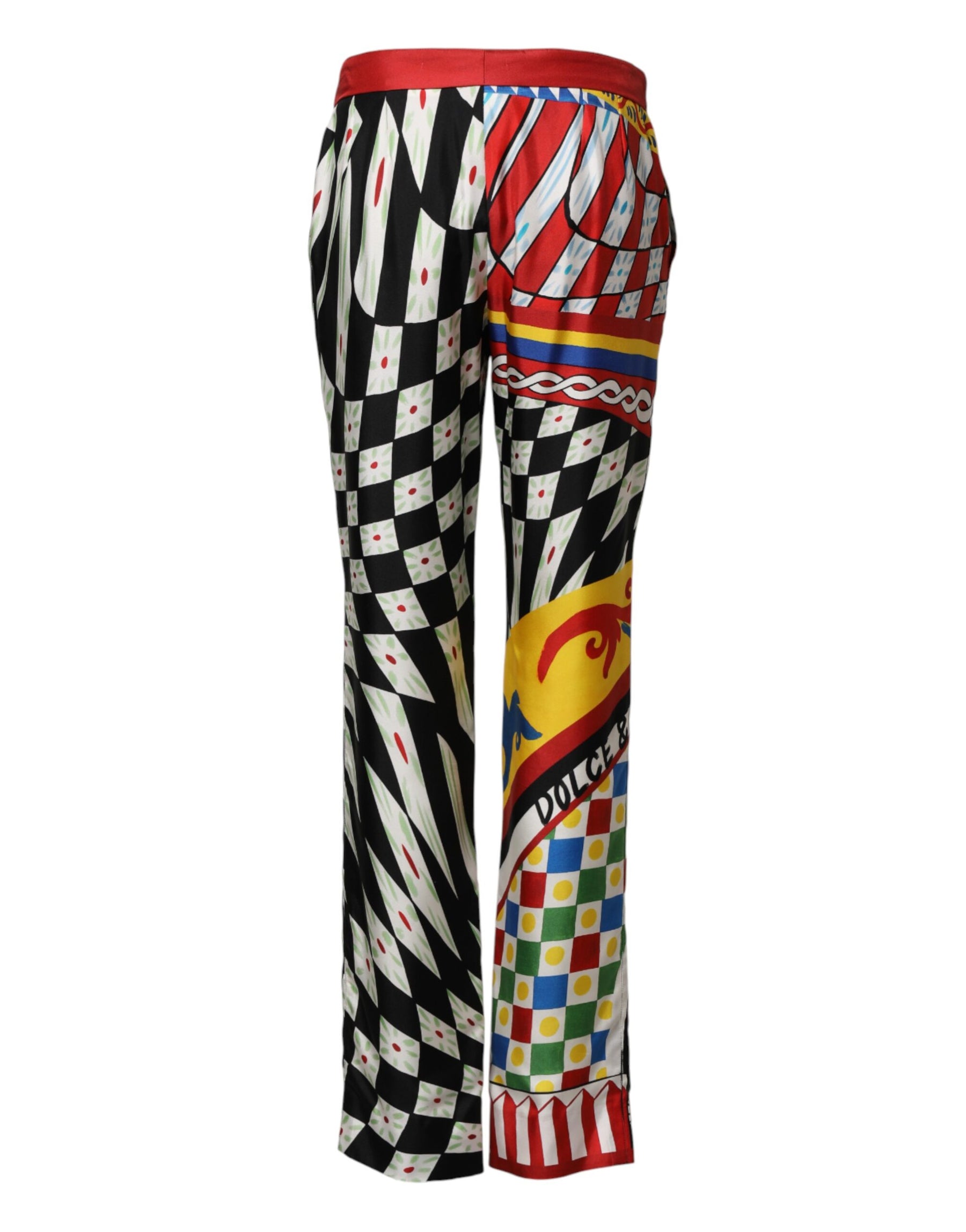Dolce & Gabbana Multicolor Carretto Pattern Straight Pants | Regal Royce
