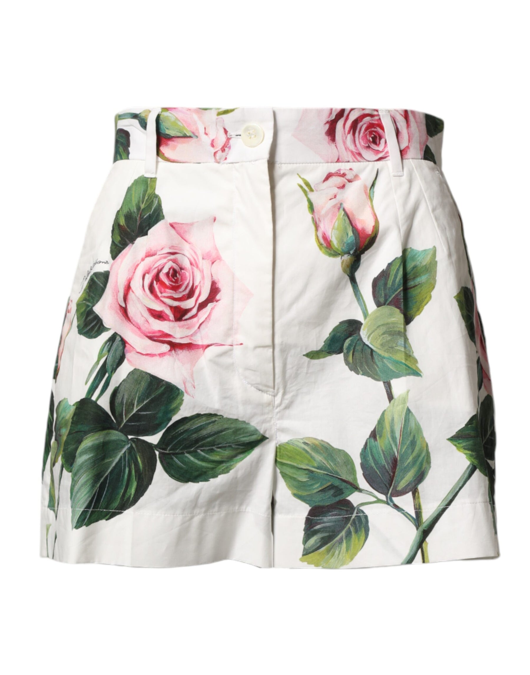 Dolce & Gabbana White Floral Print High Waist Hotpants Short | Regal Royce