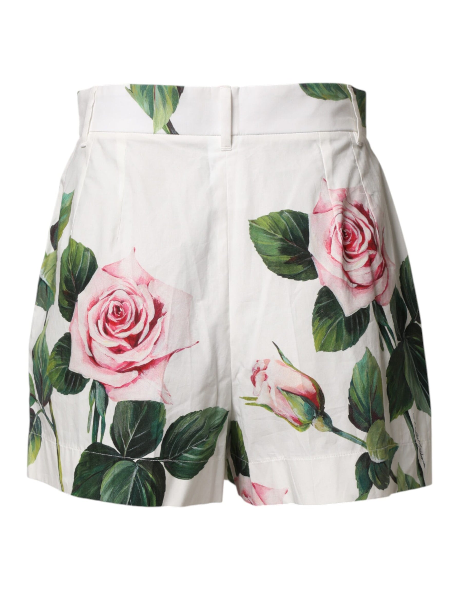 Dolce & Gabbana White Floral Print High Waist Hotpants Short | Regal Royce