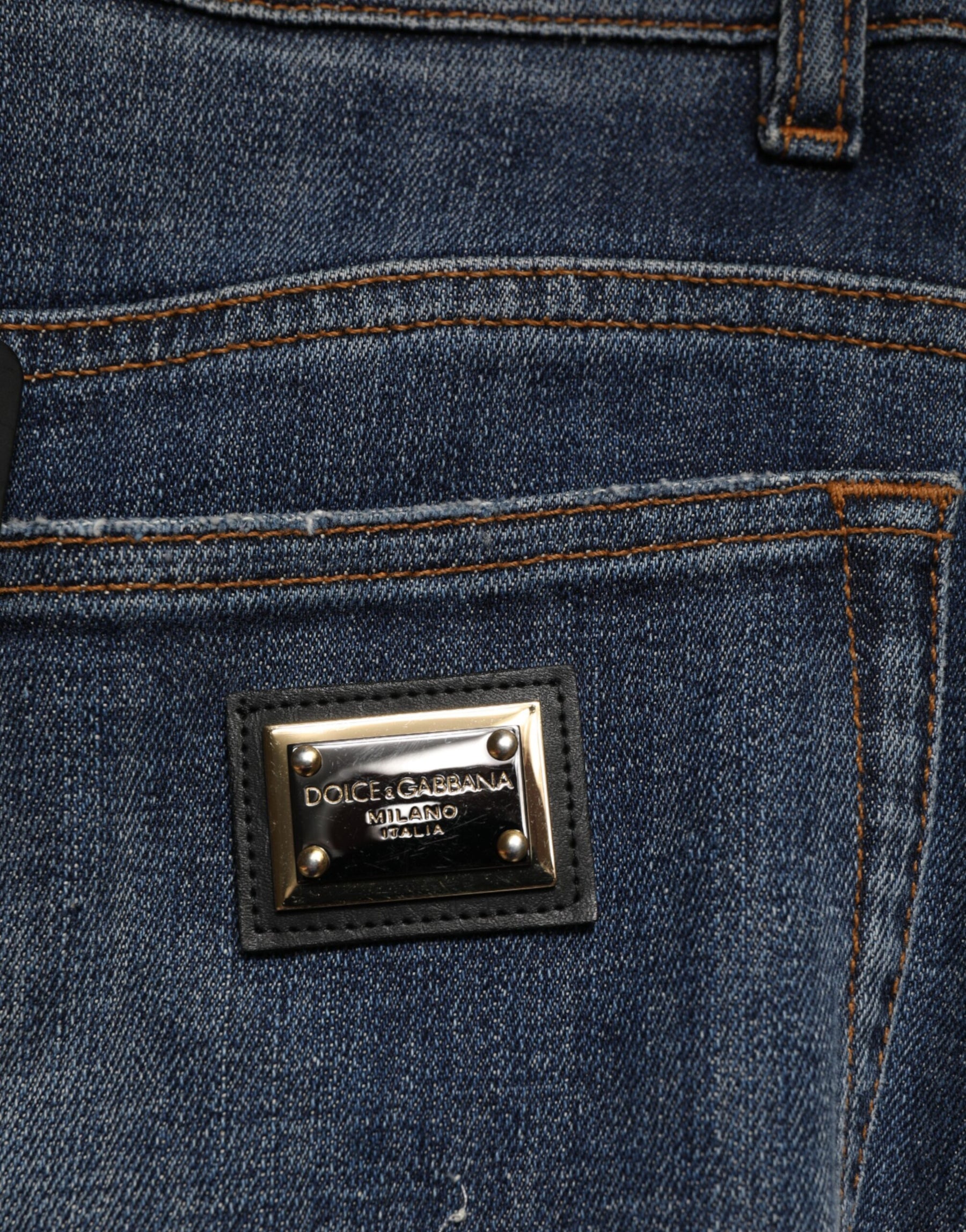 Dolce & Gabbana Blue Cotton Rhinestone Embellish Denim Jeans | Regal Royce