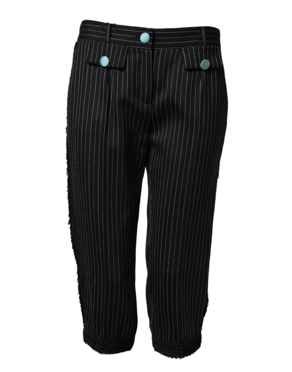 Dolce & Gabbana Black Wool Stripes Cropped Trouser Pants