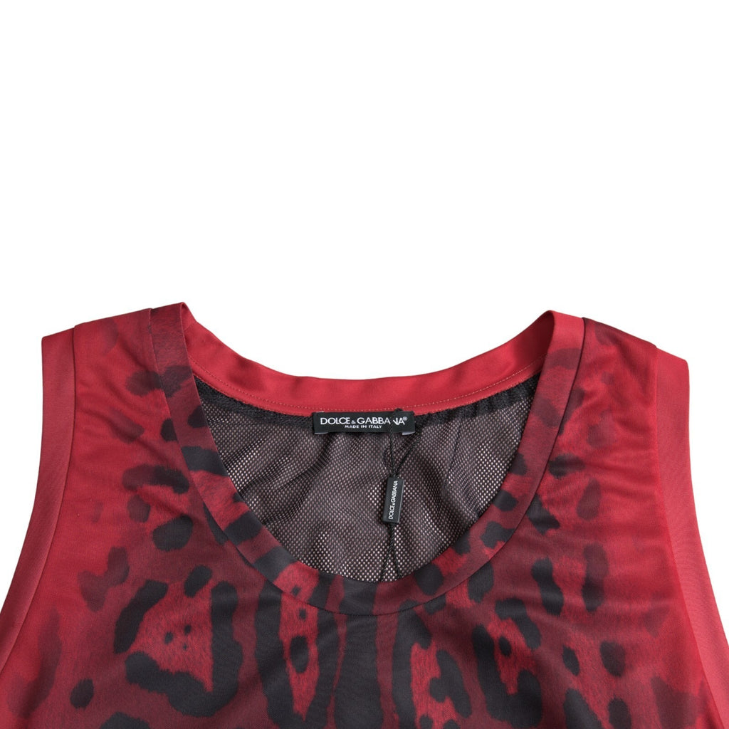 Dolce & Gabbana Red Leopard Print Sleeveless Men Tank T-shirt