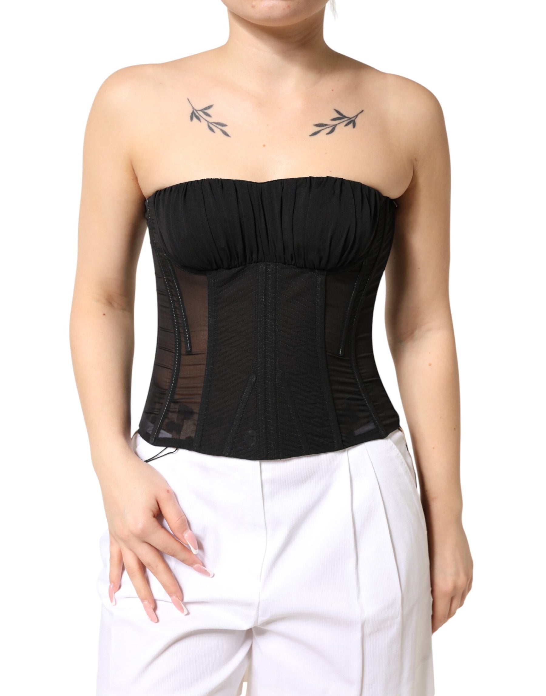 Dolce & Gabbana Black Silk Lace Bustier Corset Strapless Top | Regal Royce