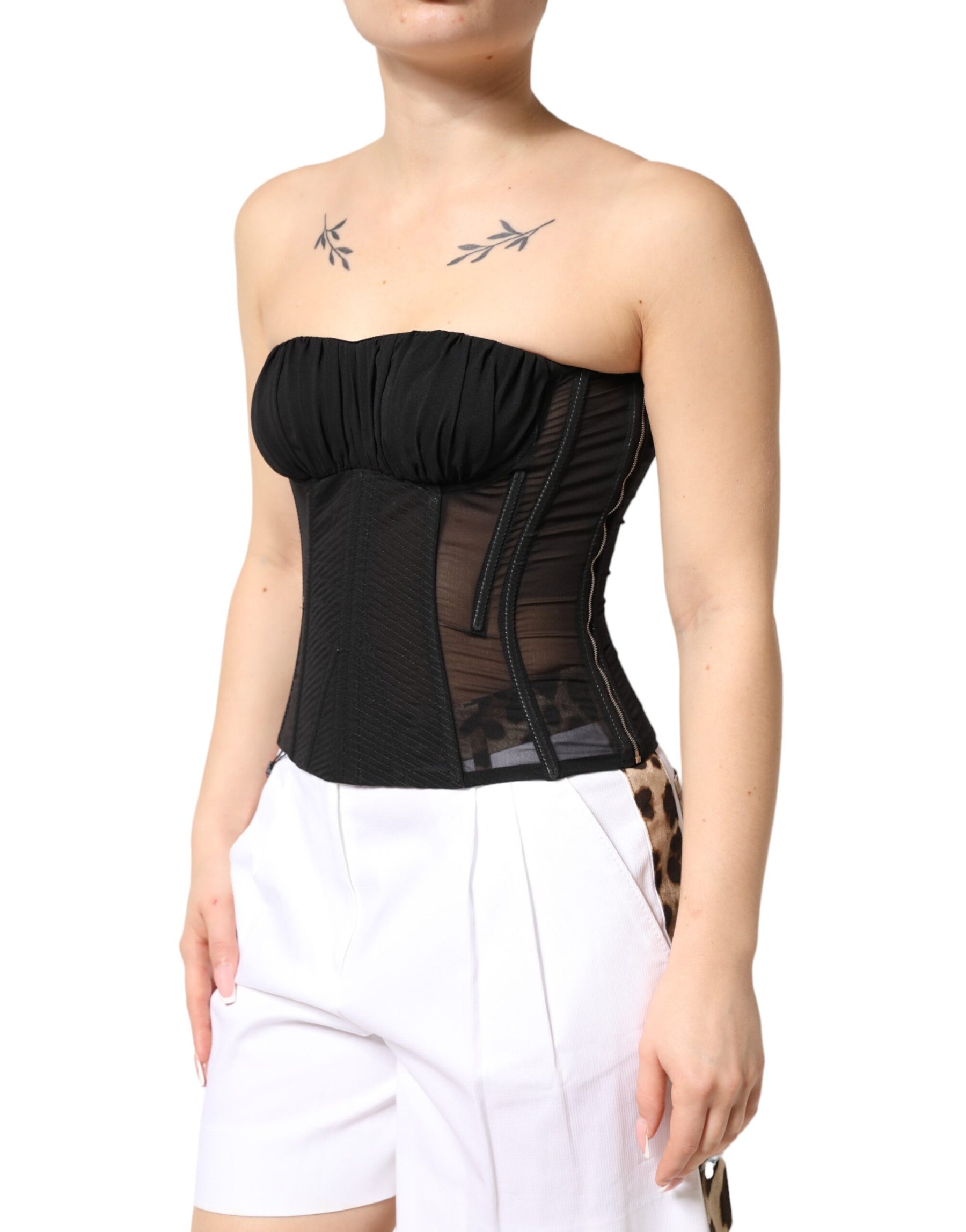 Dolce & Gabbana Black Silk Lace Bustier Corset Strapless Top | Regal Royce