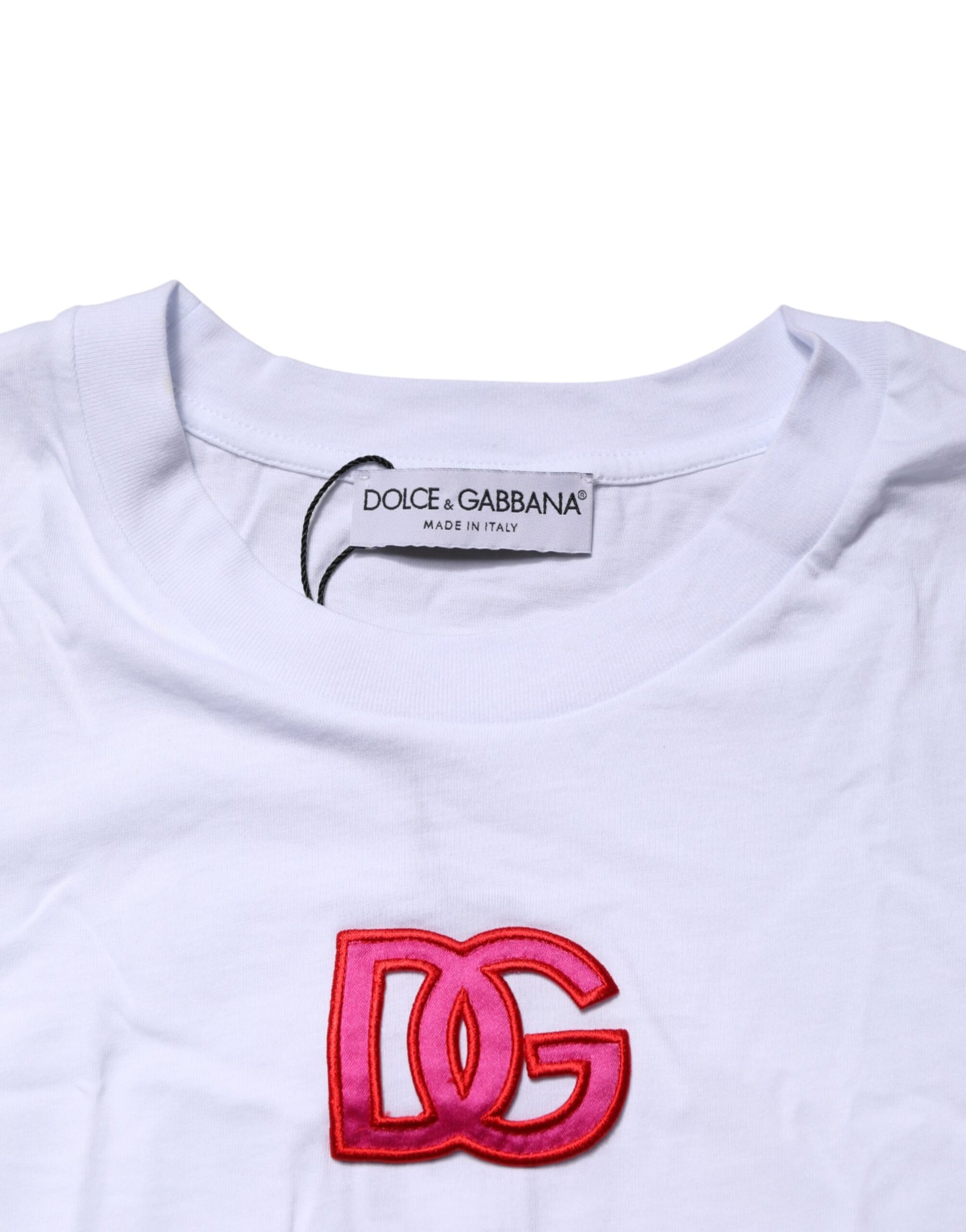 Dolce & Gabbana White DG Logo Crew Neck Short Sleeves T-shirt | Regal Royce