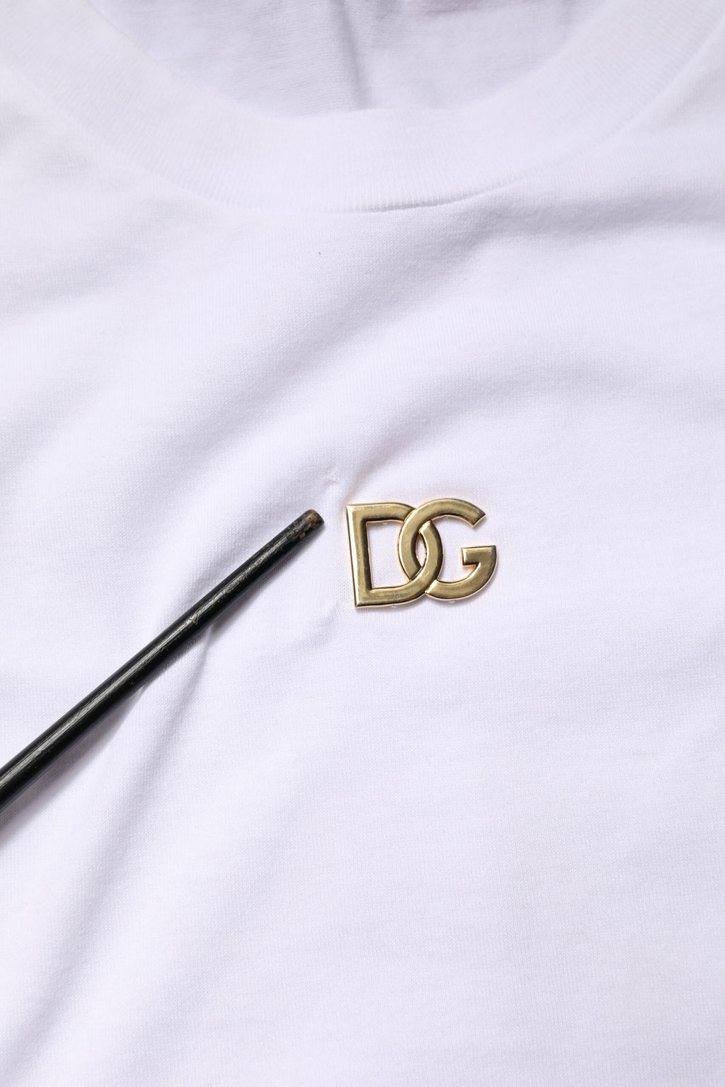 Dolce & Gabbana White DG Logo Crew Neck Short Sleeves  T-shirt