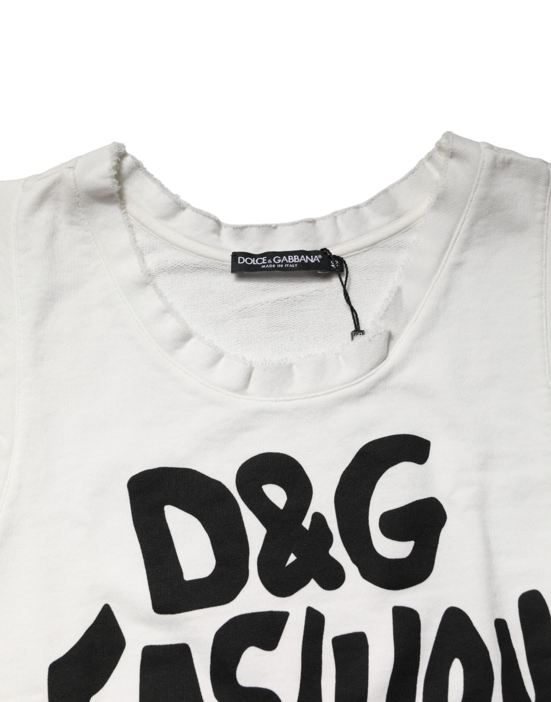 Dolce & Gabbana White Graphic CrewNeck Sleeveless Tank T-shirt | Regal Royce
