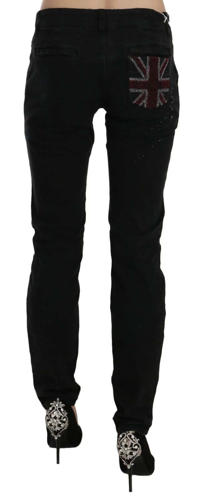 John Galliano Black Low Waist White Paint Skinny Denim Pants Jeans | Regal Royce
