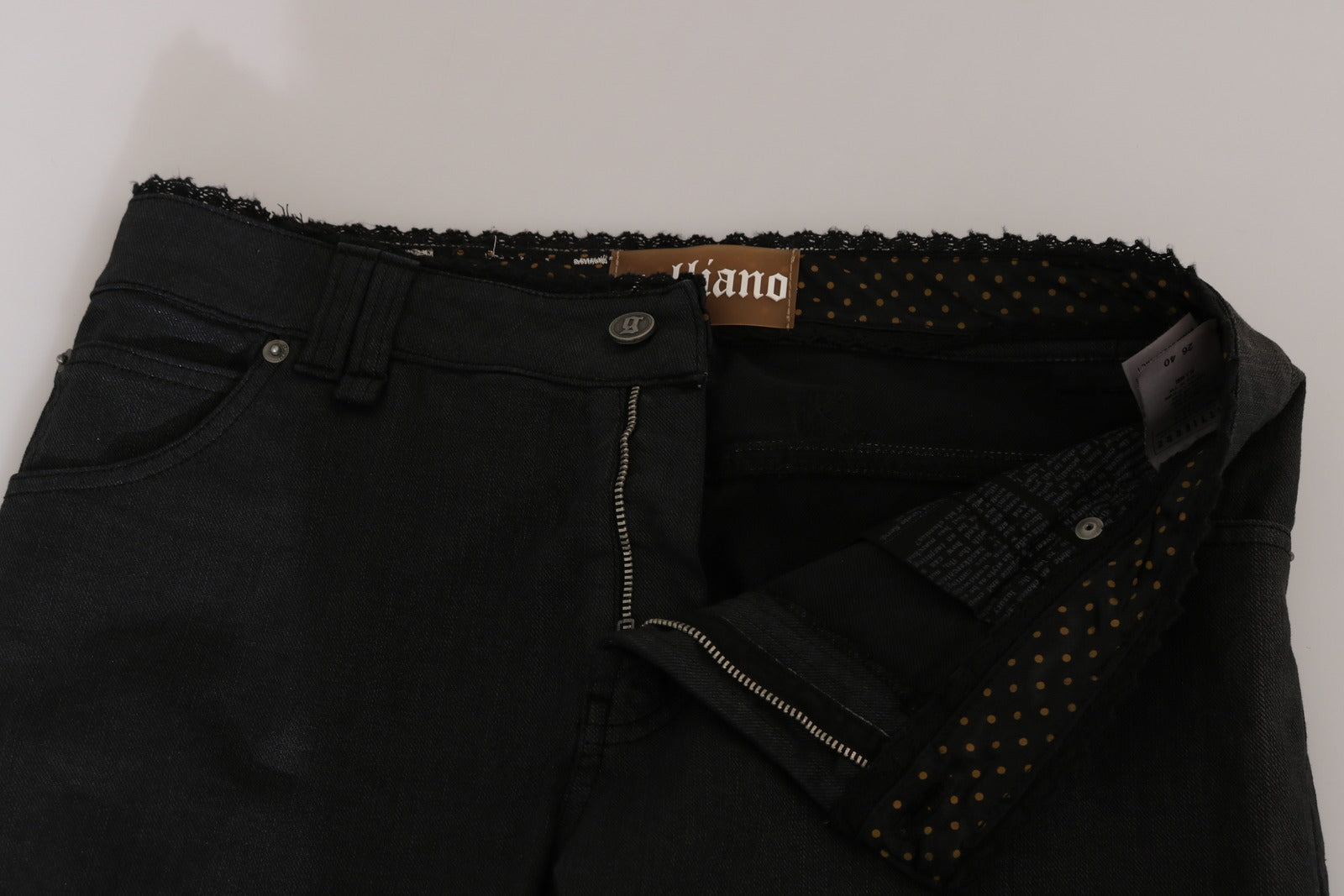 John Galliano Black Mid Waist Skinny Cotton Casual Denim Jeans | Regal Royce