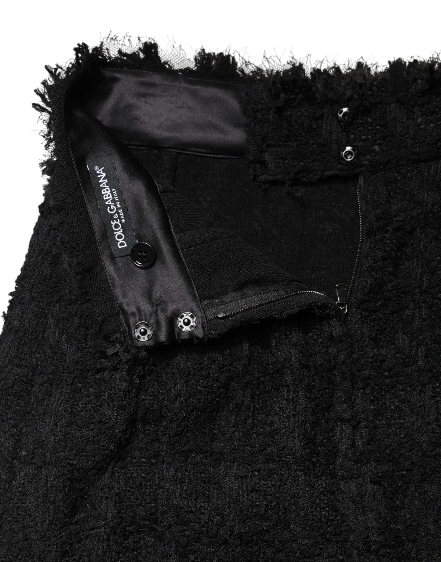 Dolce & Gabbana Black Nylon High Waist Open-Stitch Mini Skirt | Regal Royce