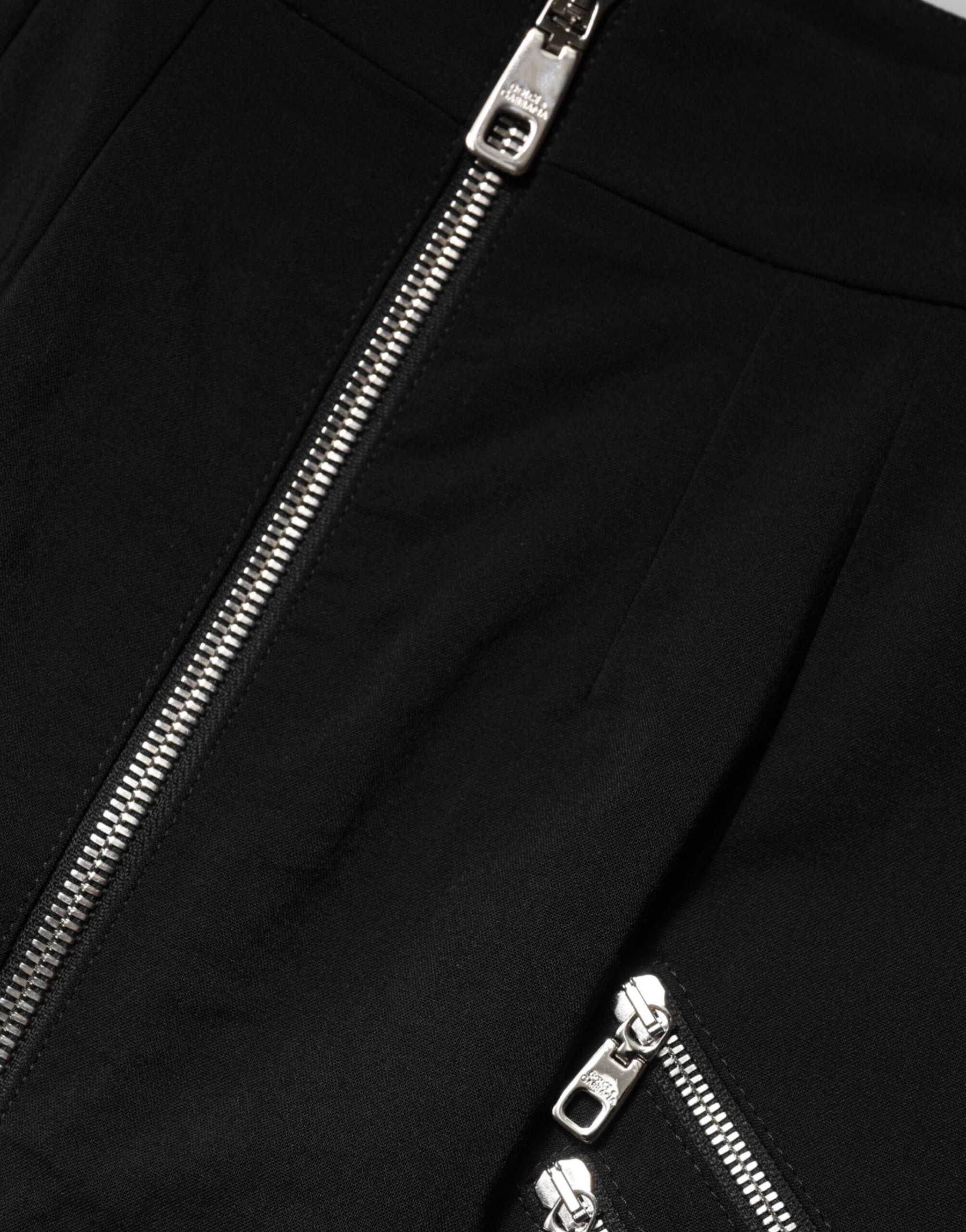 Dolce & Gabbana Black Polyester Zipper High Waist Mini Skirt | Regal Royce