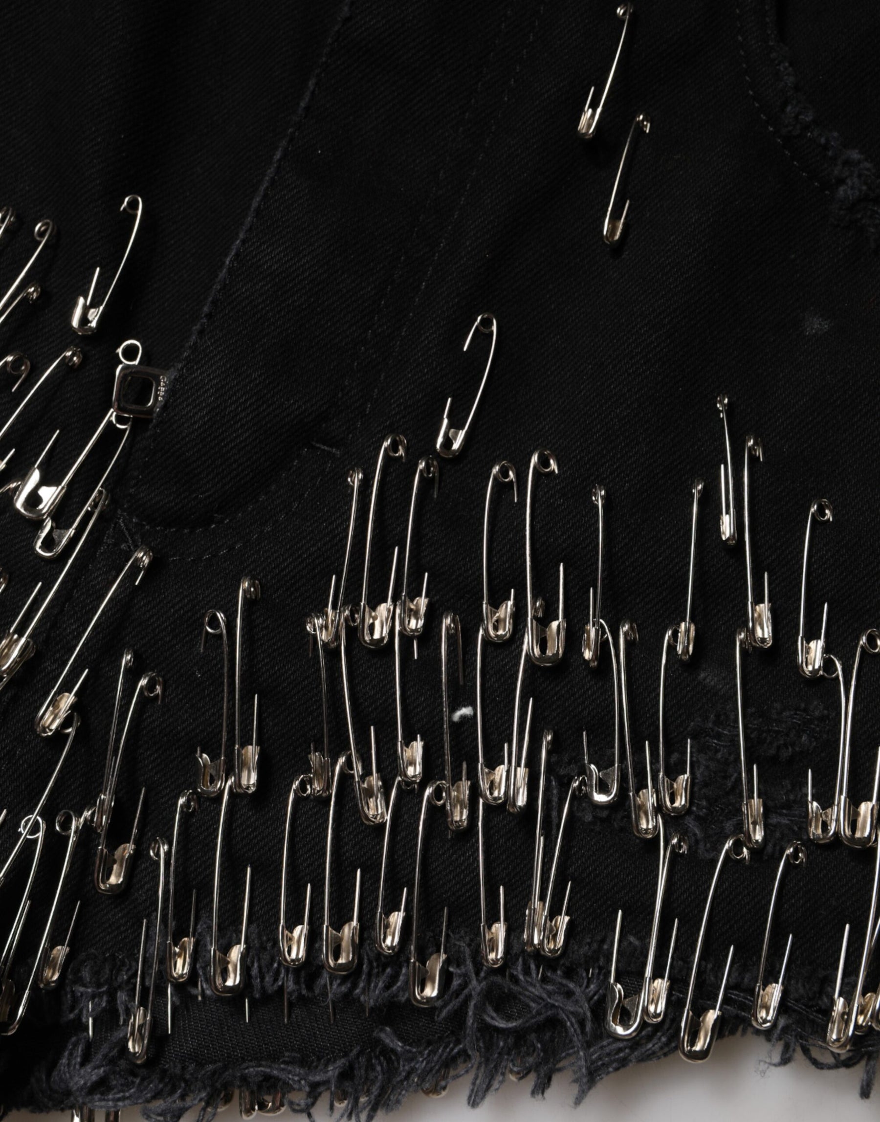 Dolce & Gabbana Black Pins Cotton Denim Hot Pants Shorts | Regal Royce