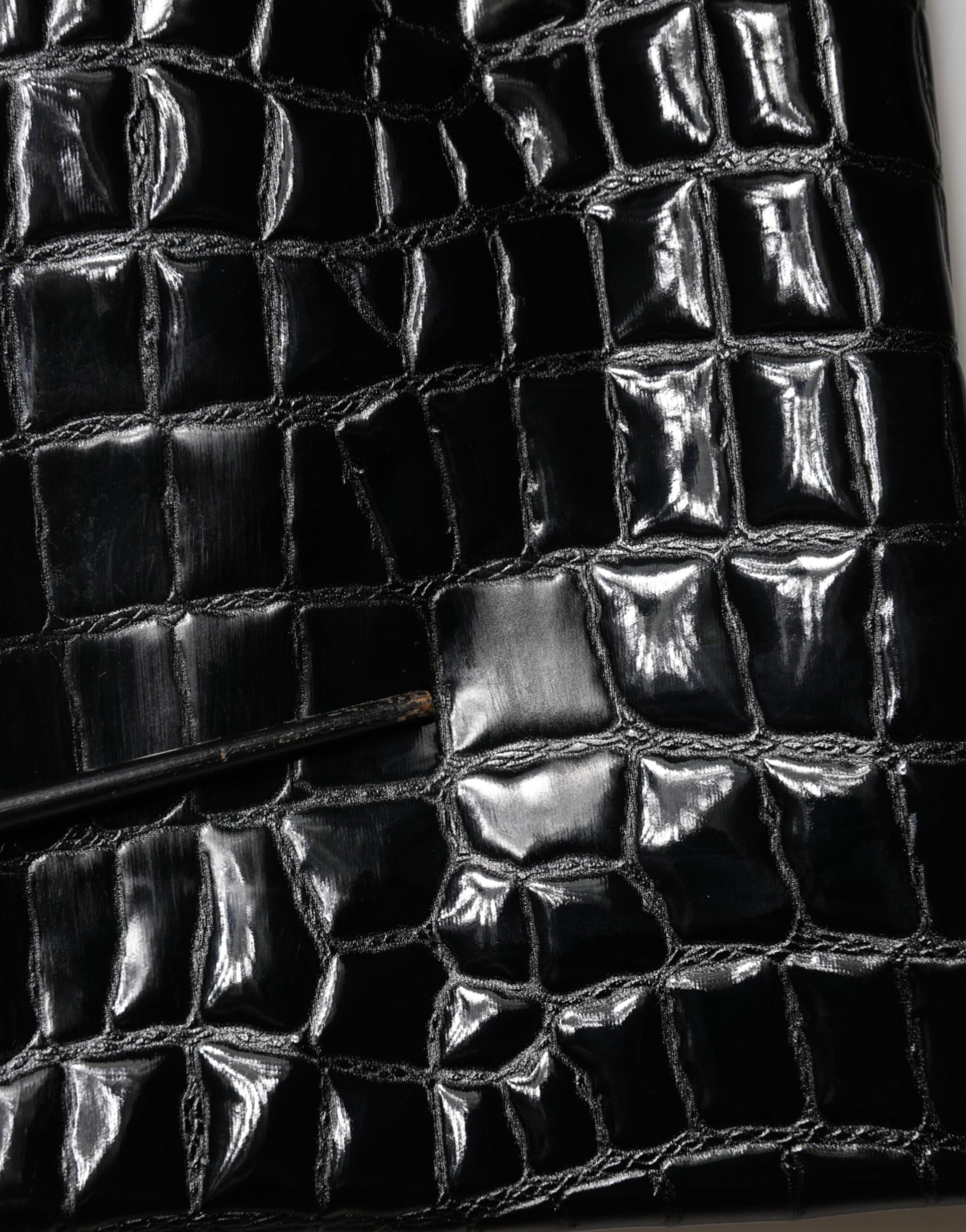 Dolce & Gabbana Black Croc Faux-Leather Mid Waist Midi Skirt | Regal Royce