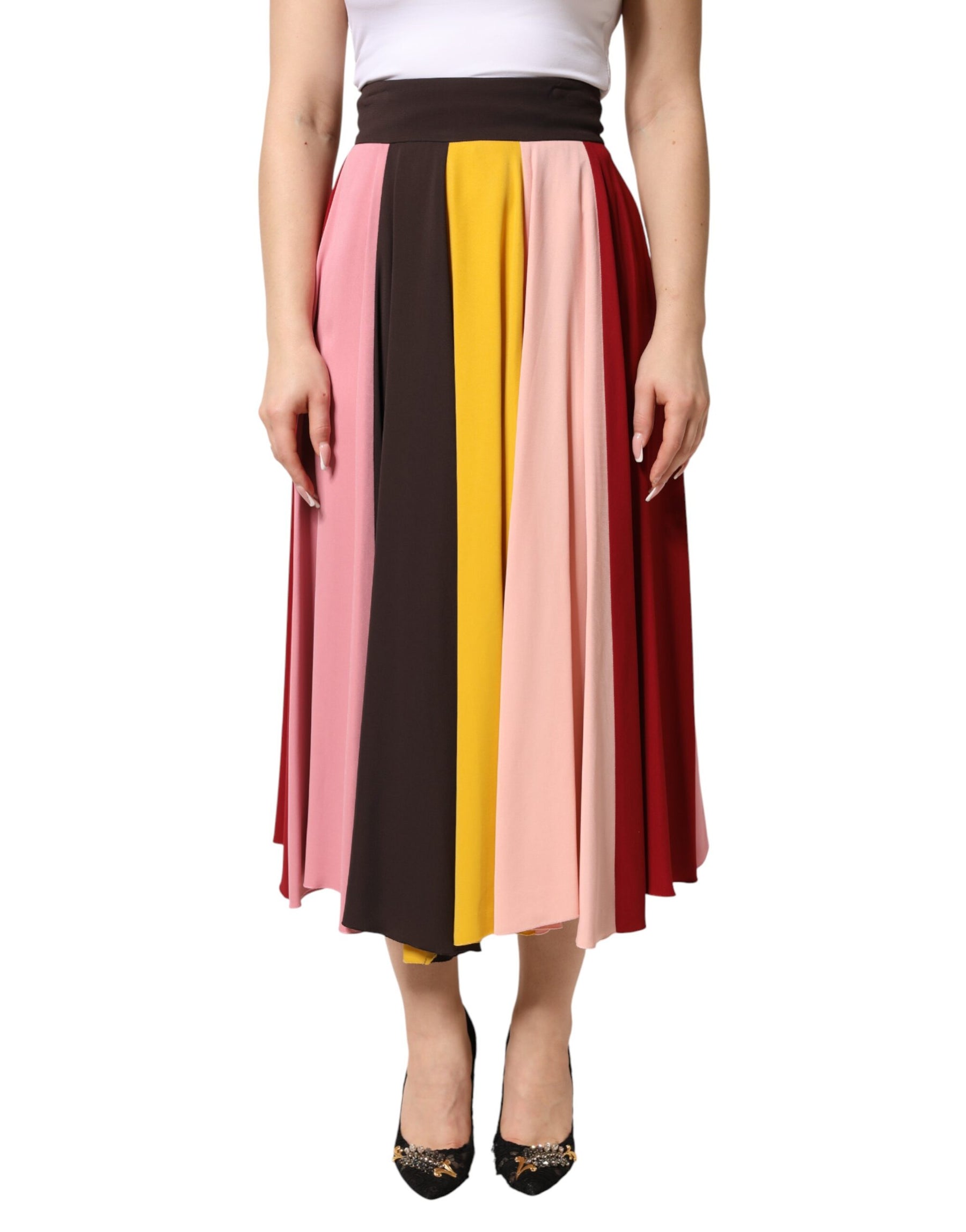Dolce & Gabbana Multicolor Viscose High Waist Midi Skirt | Regal Royce