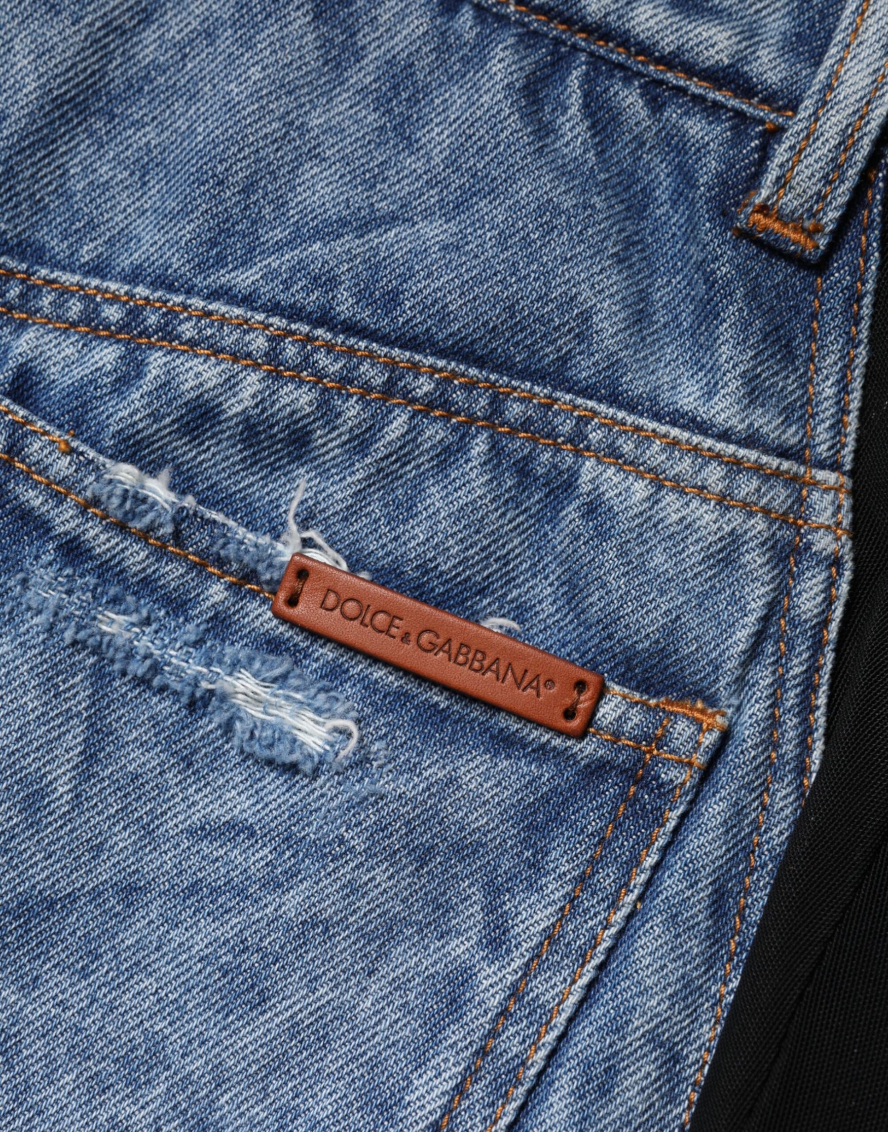 Dolce & Gabbana Blue Black Cotton Denim Sheer Midi Skirt | Regal Royce